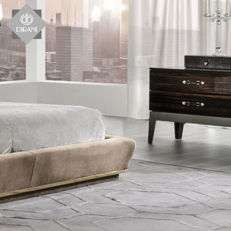 modern king bed with attached nightstands