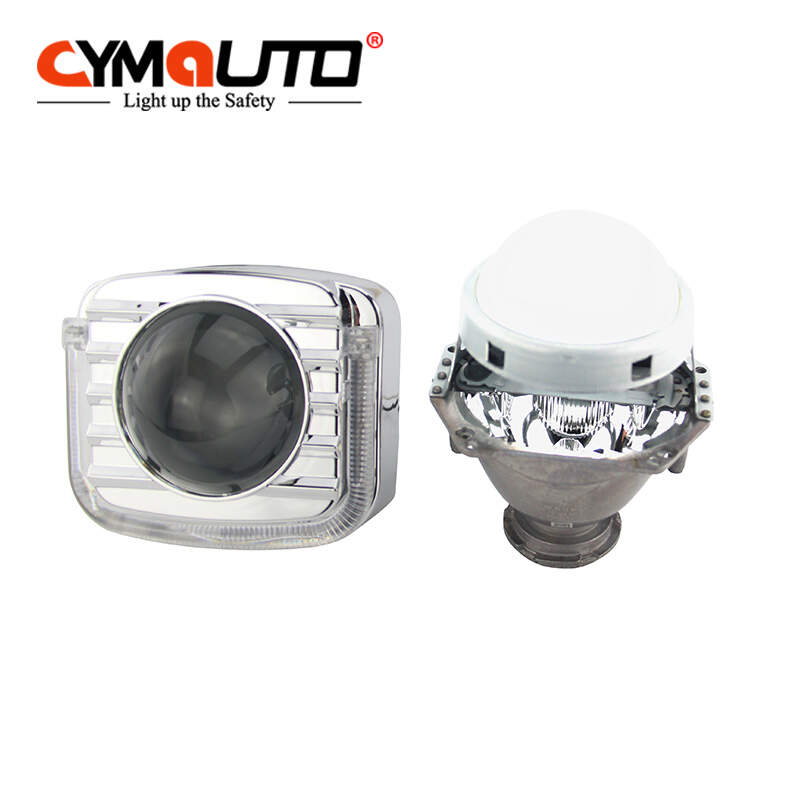 CYMAUTO C14 U shape 2.5inch 3inch crystal led angel eyes hid bixenon bi-led projector lens