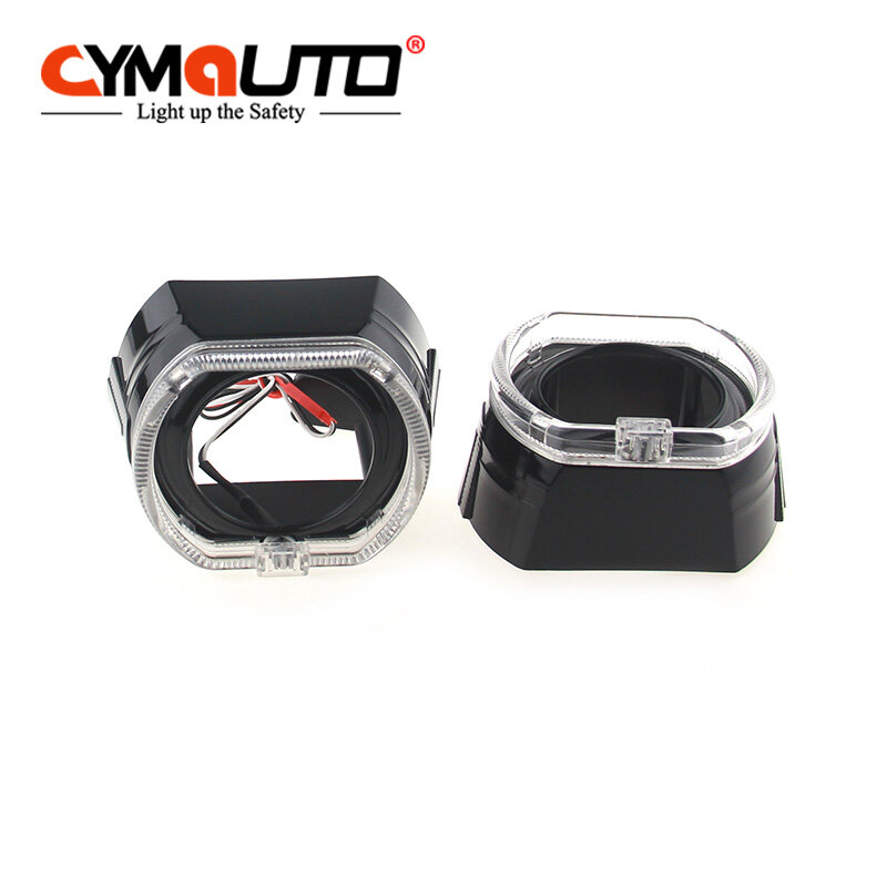 CYMAUTO 3inch BMW design black chrome crystal led angel eyes lens mask bixenon projector shroud