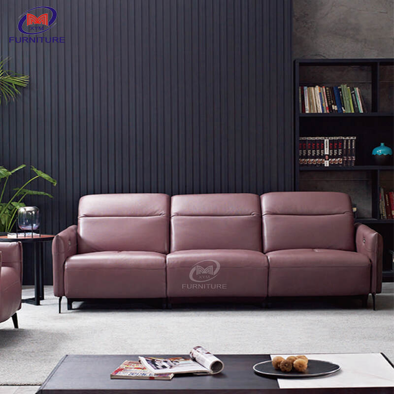 Beautiful modern living room sofas sectional red genuine leather smart couch 【XYM-6SF304】