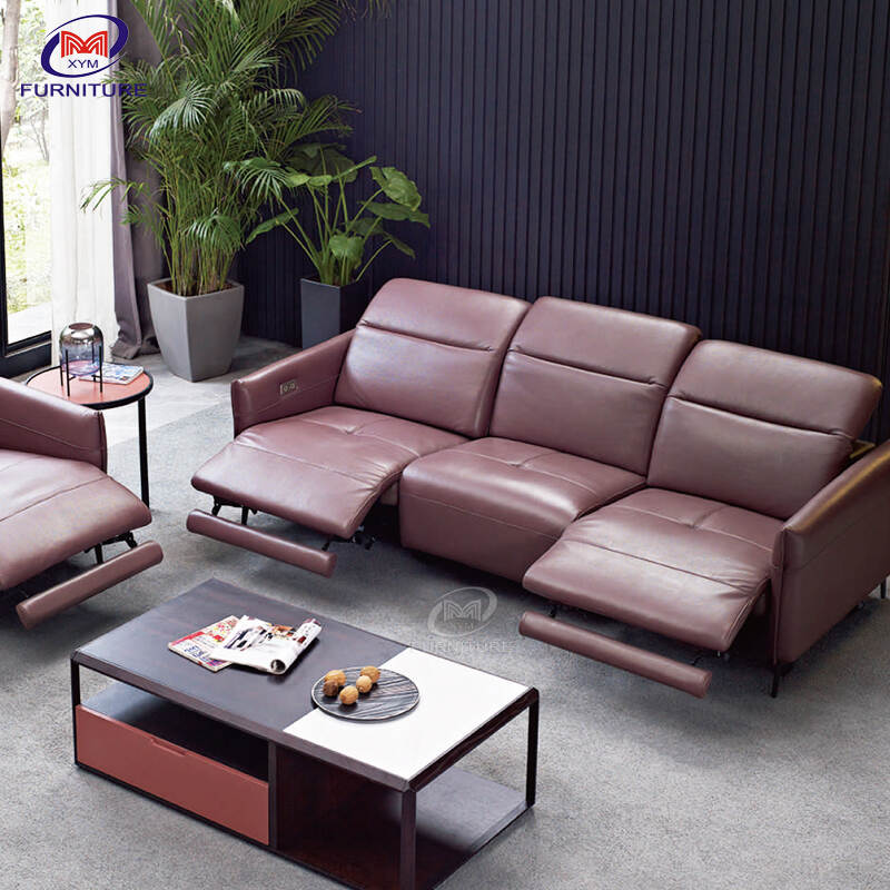 Beautiful modern living room sofas sectional red genuine leather smart couch 【XYM-6SF304】
