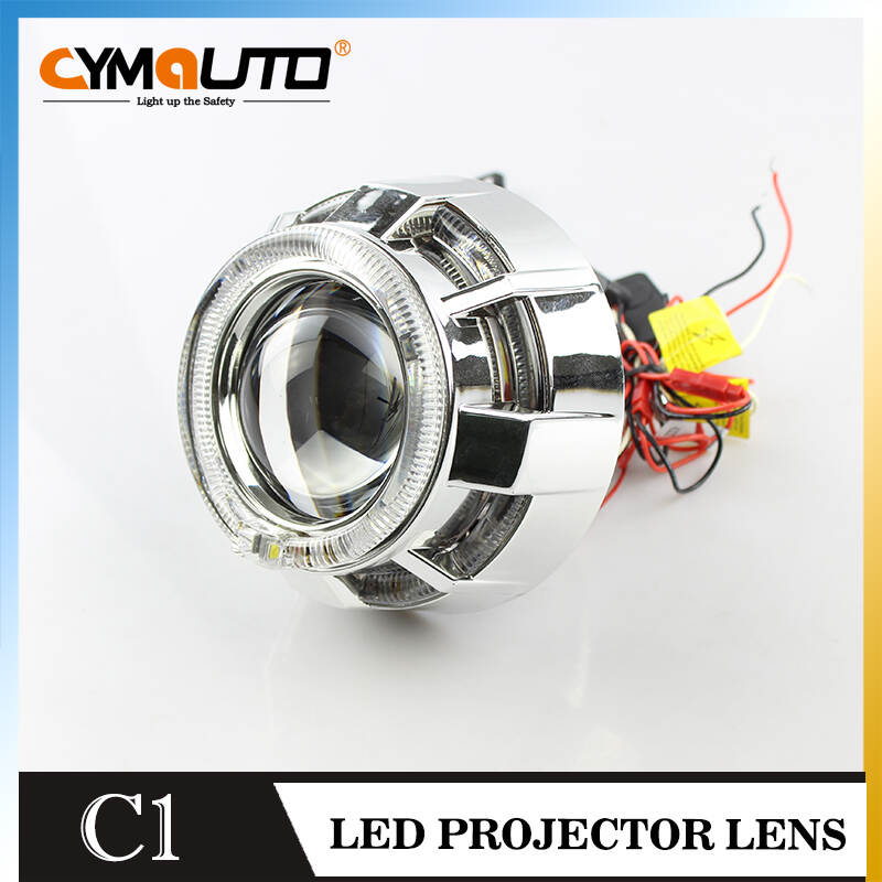 CYMAUTO 2.8inch crystal double led halo rings mini H1 bixenon projector