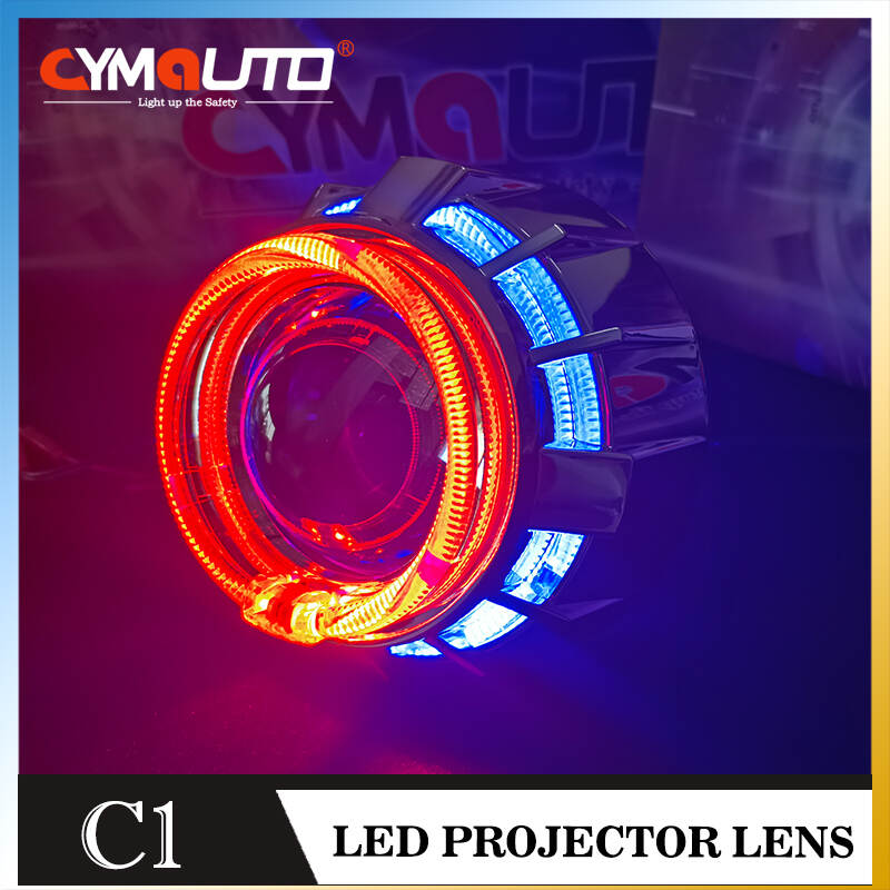 Cymauto C1 double led angel eyes  bi xenon projector lens