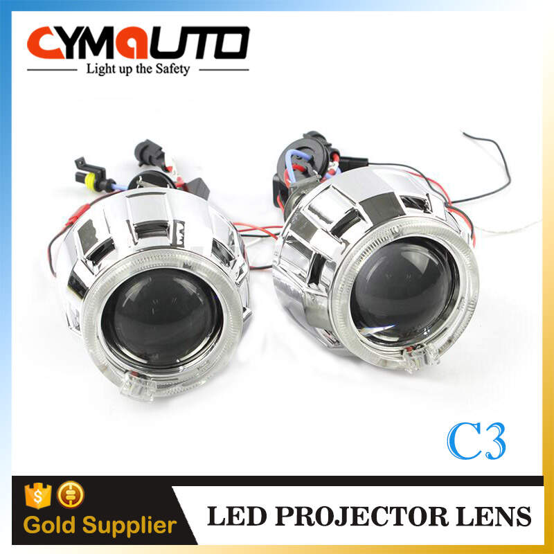 CYMAUTO C3 crystal led angel eyes mini H1 lense bixenon projector