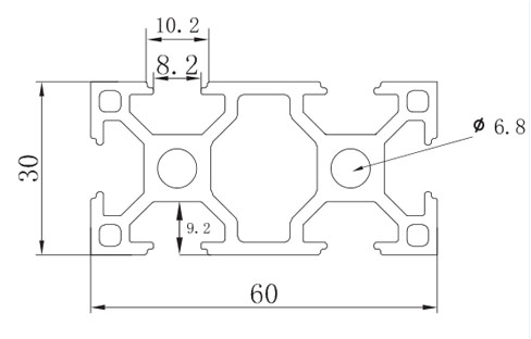 Profile X 8 30x60 light, natural Maximum usable length 6000mm