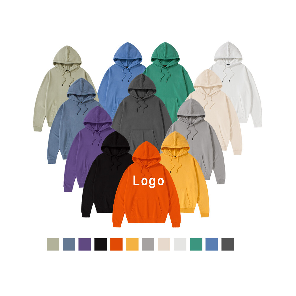 Custom Embroidery Logo Men Plain Cotton+Polyester Blend French Terry Hoodie