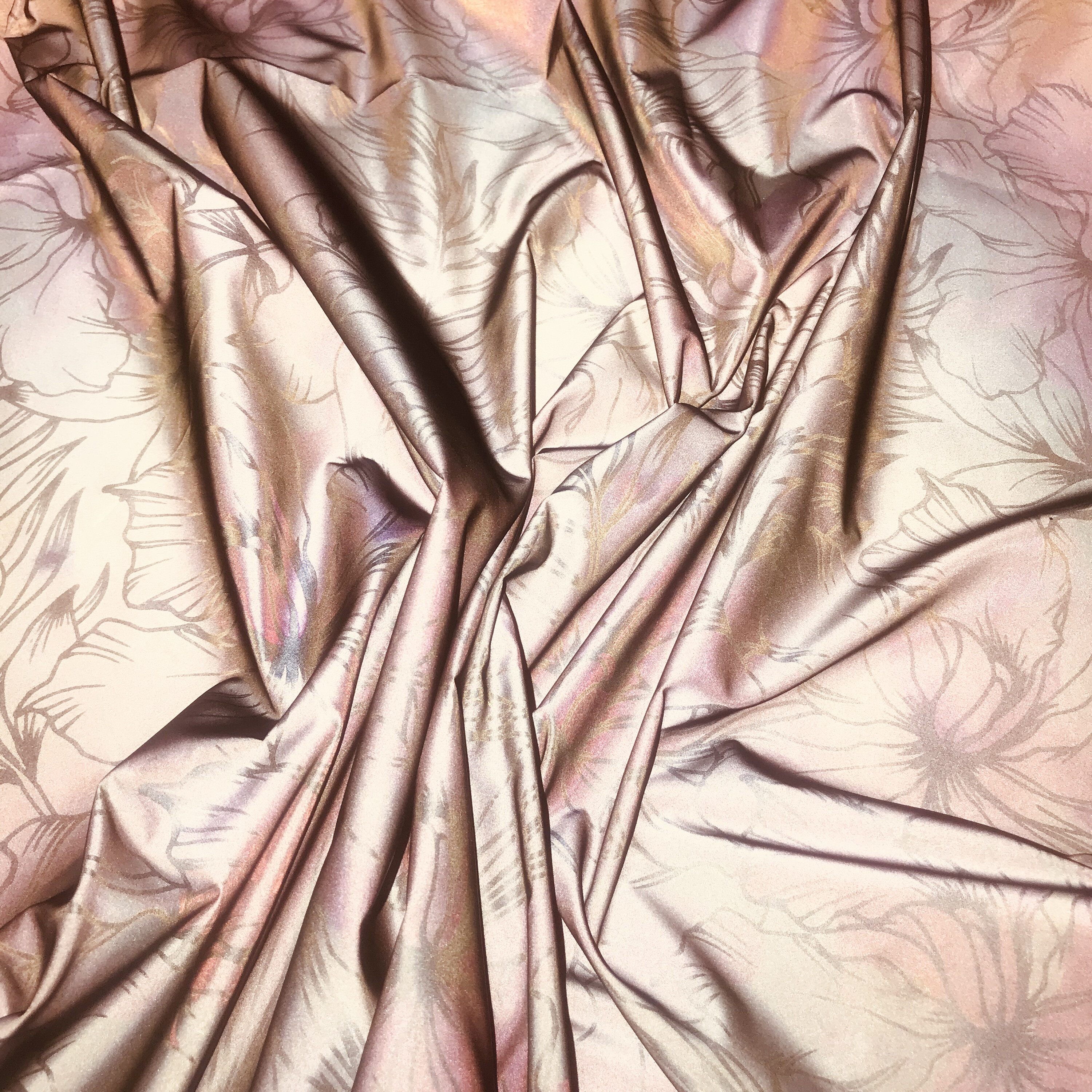 100%Polyester Reflective fabric with Floral design for winter Jackets