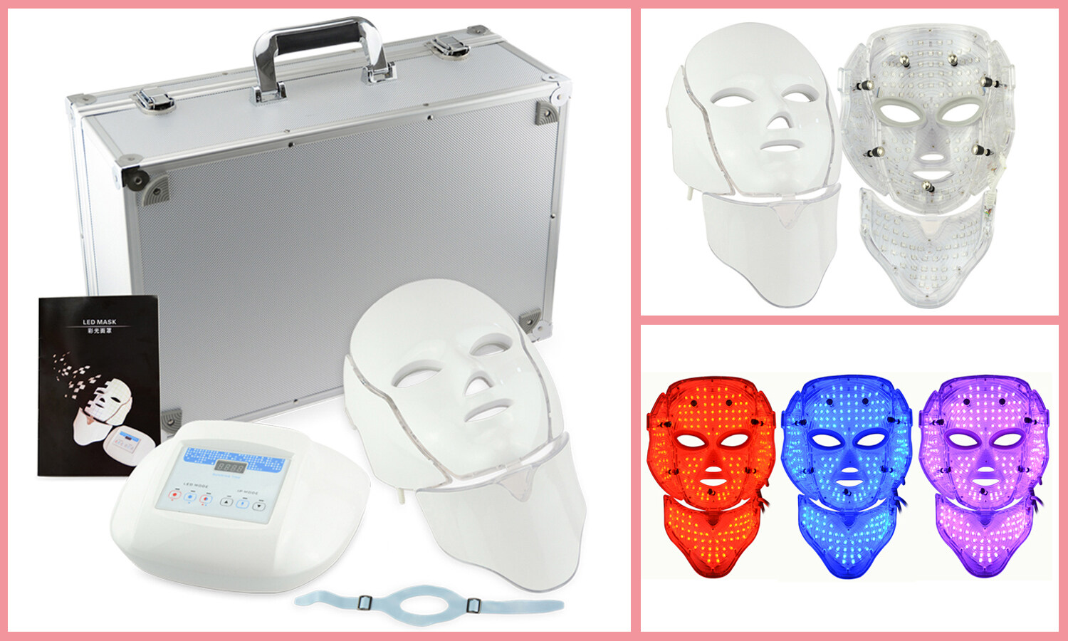 3 Colors LED Light PDT machine face mask and neck mask