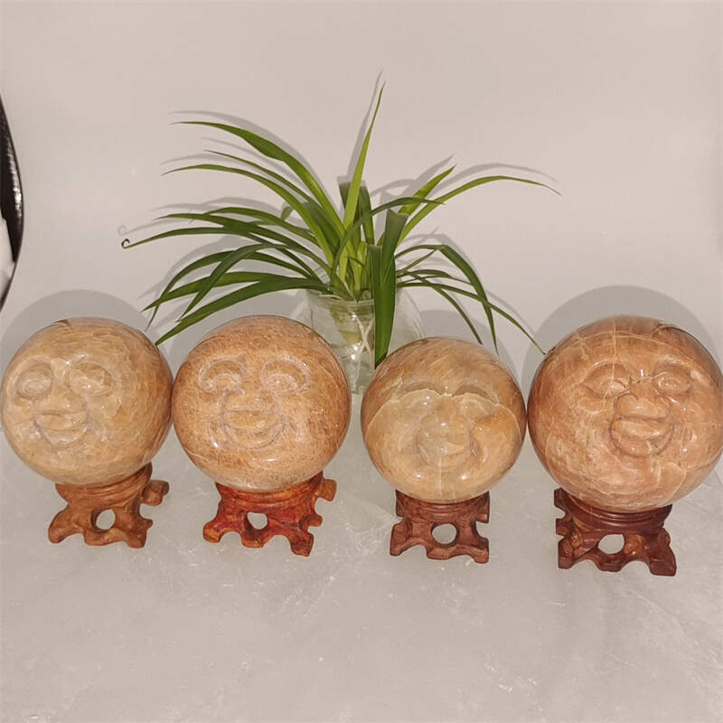 Orange Moonstone Smiley Sphere