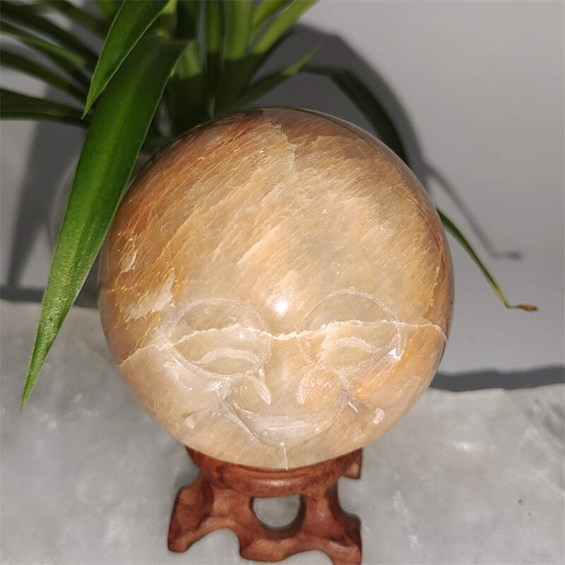 Orange Moonstone Smiley Sphere