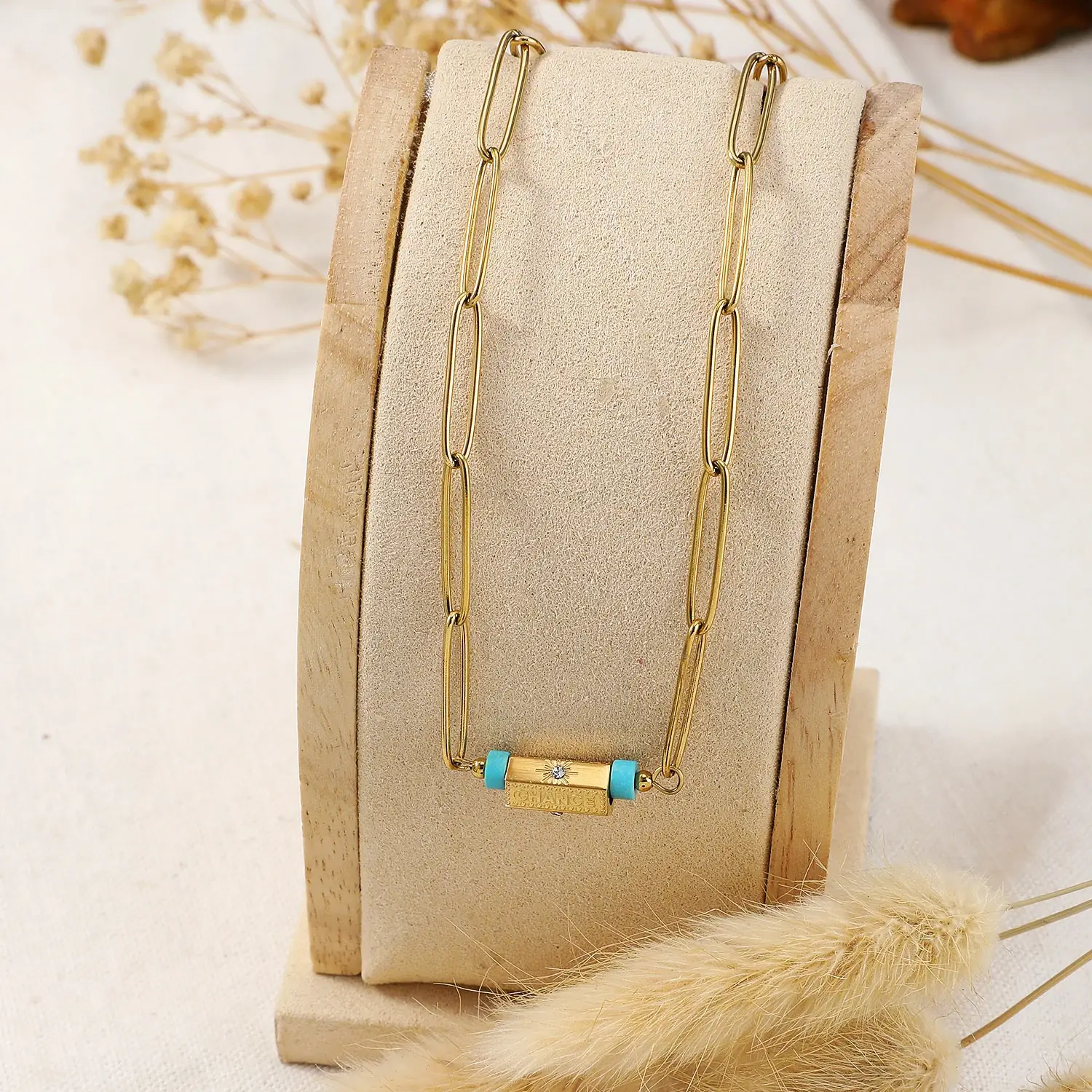 Chance Tube with  stone beads pendant necklace (2).webp
