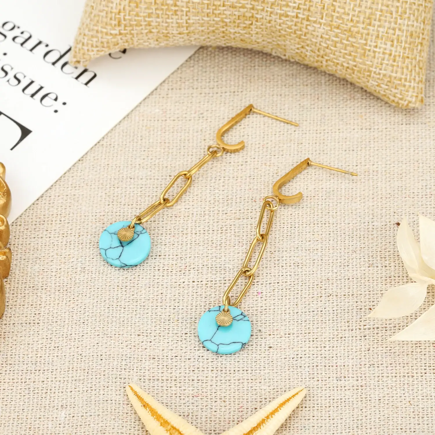 Blue Turquoise Plate long earring (1).webp
