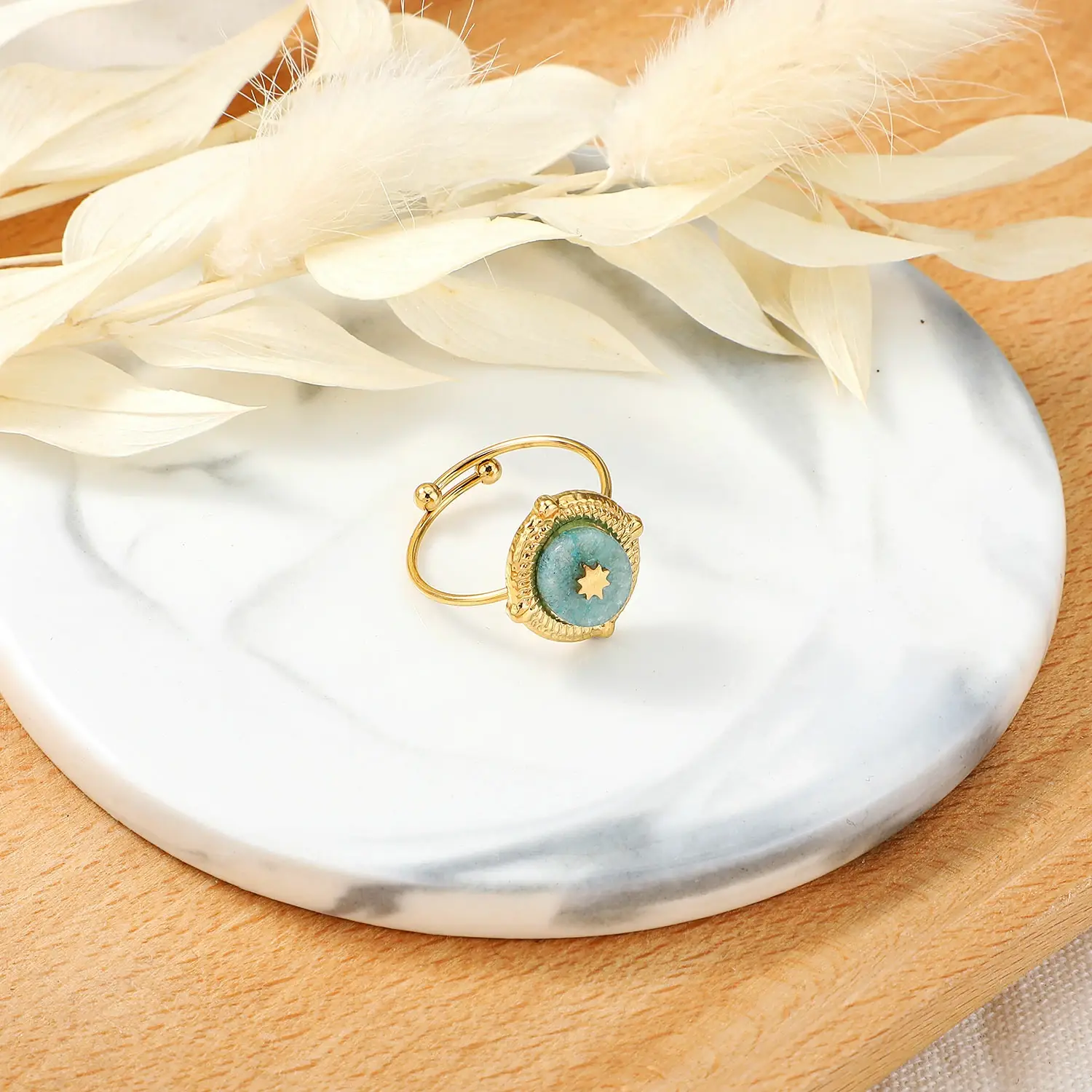 Amazon Stone With relief Star Open Size Stainnless Steel Ring (4)(1).webp