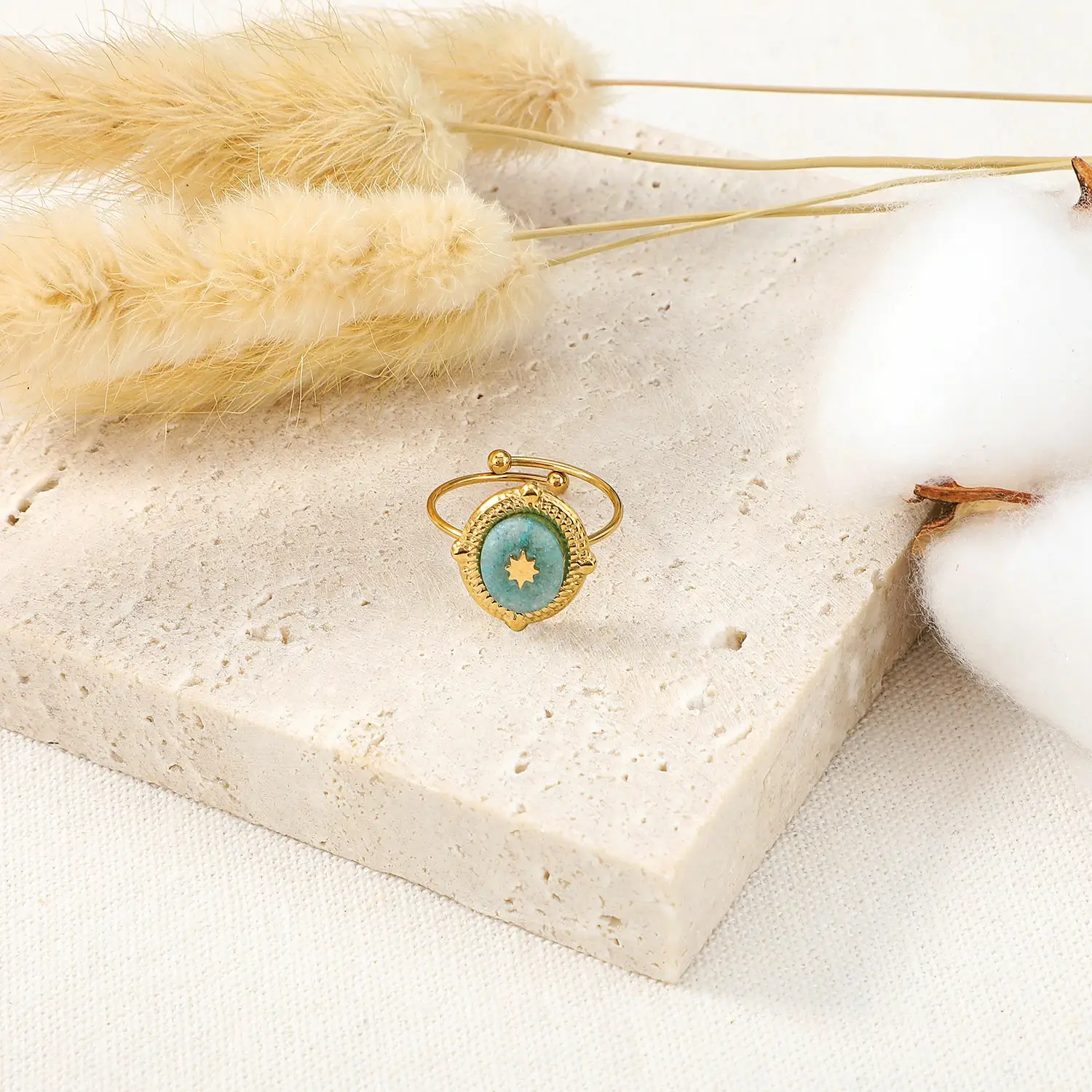 Amazon Stone With relief Star Open Size Stainnless Steel Ring (1)(1).webp