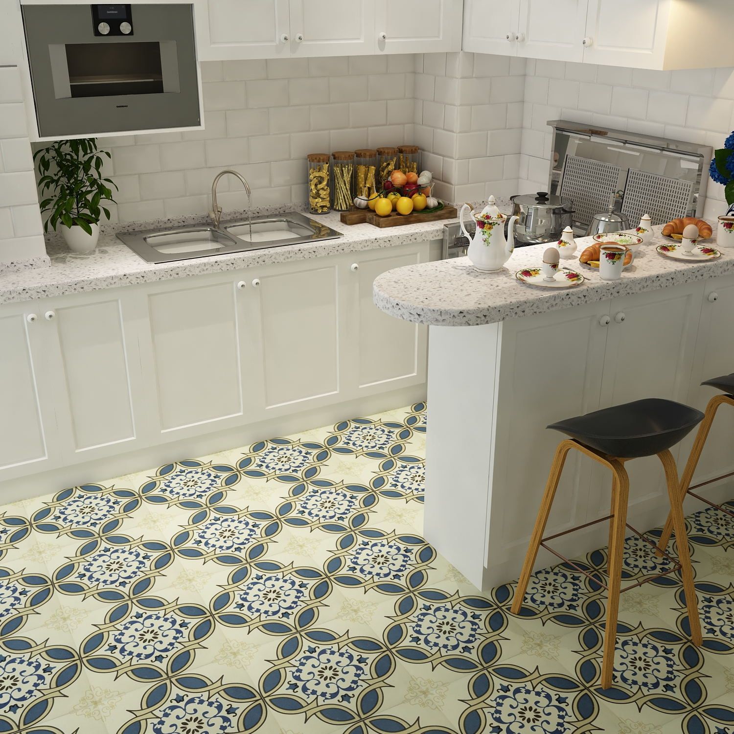 kitchen glazed terrazzo floor tiles