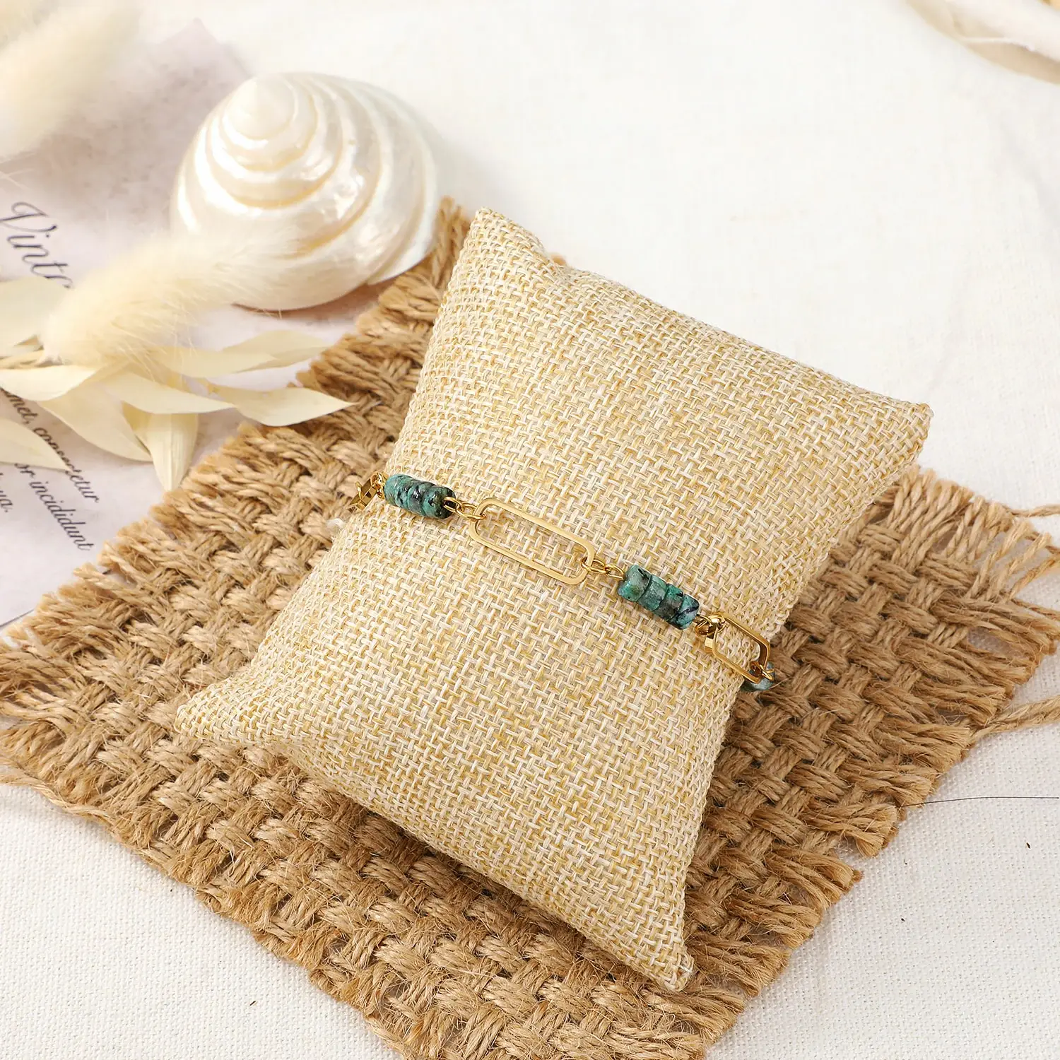 Square  Chain With African Pine stainless steel bracelet  (2).webp