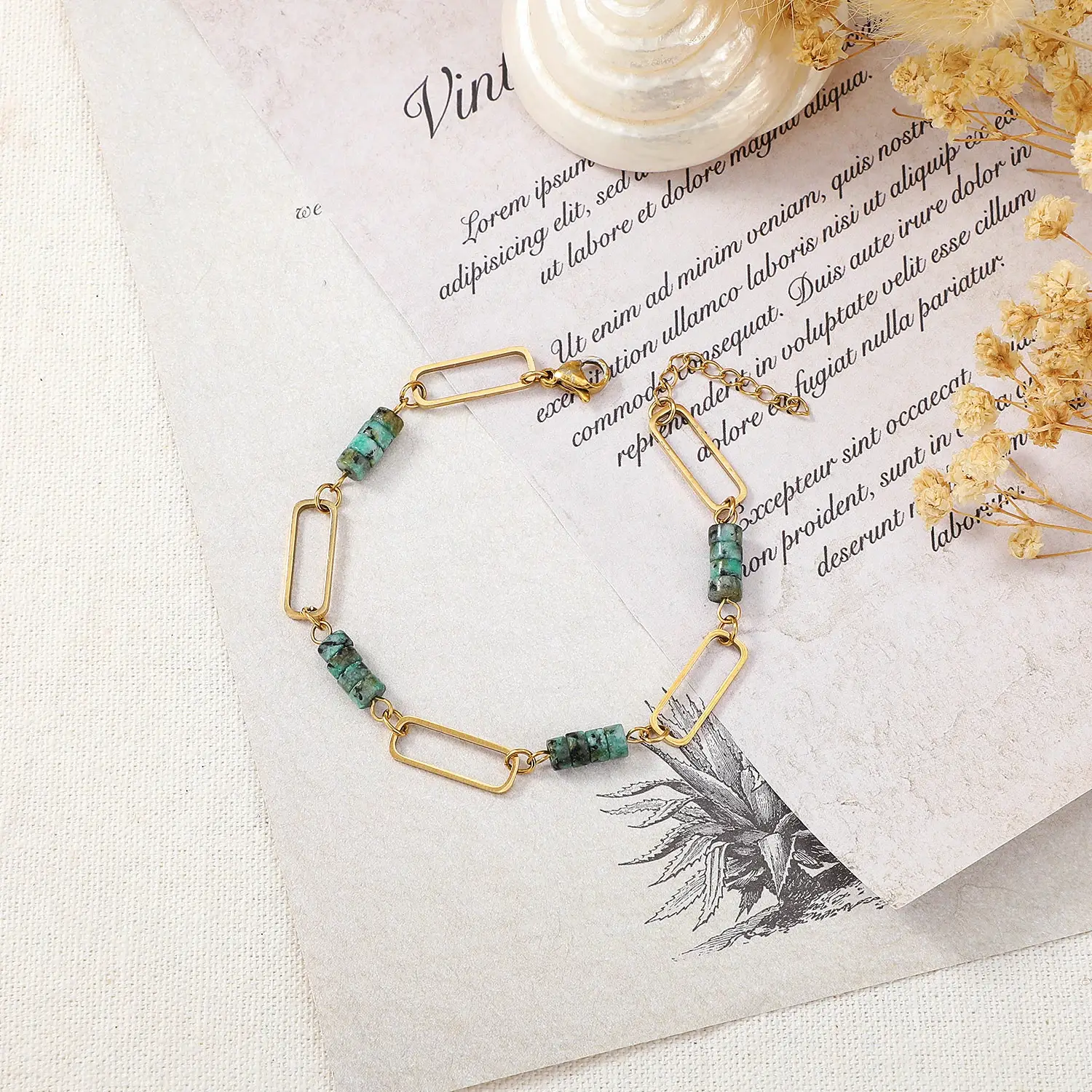 Square  Chain With African Pine stainless steel bracelet  (1).webp