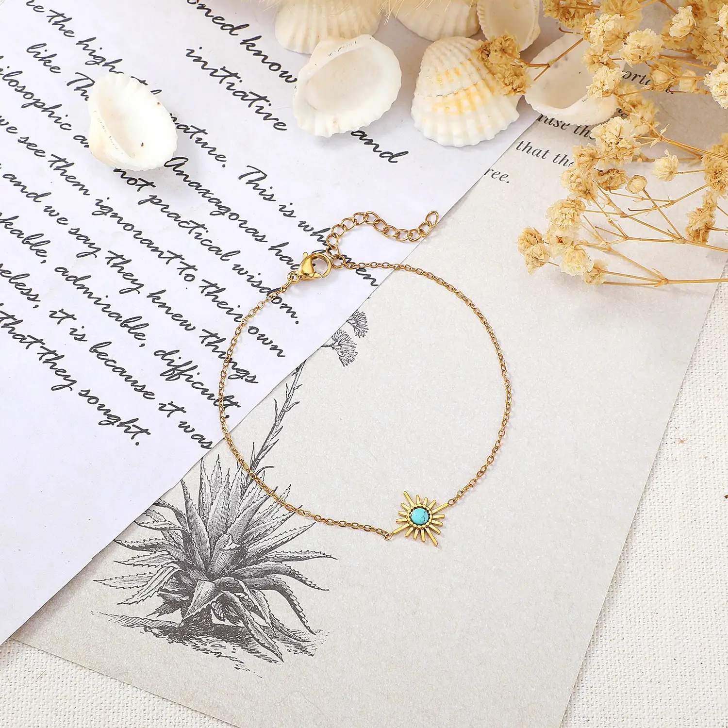 Sun Shape With African pine  stainless steel bracelet  (1).webp