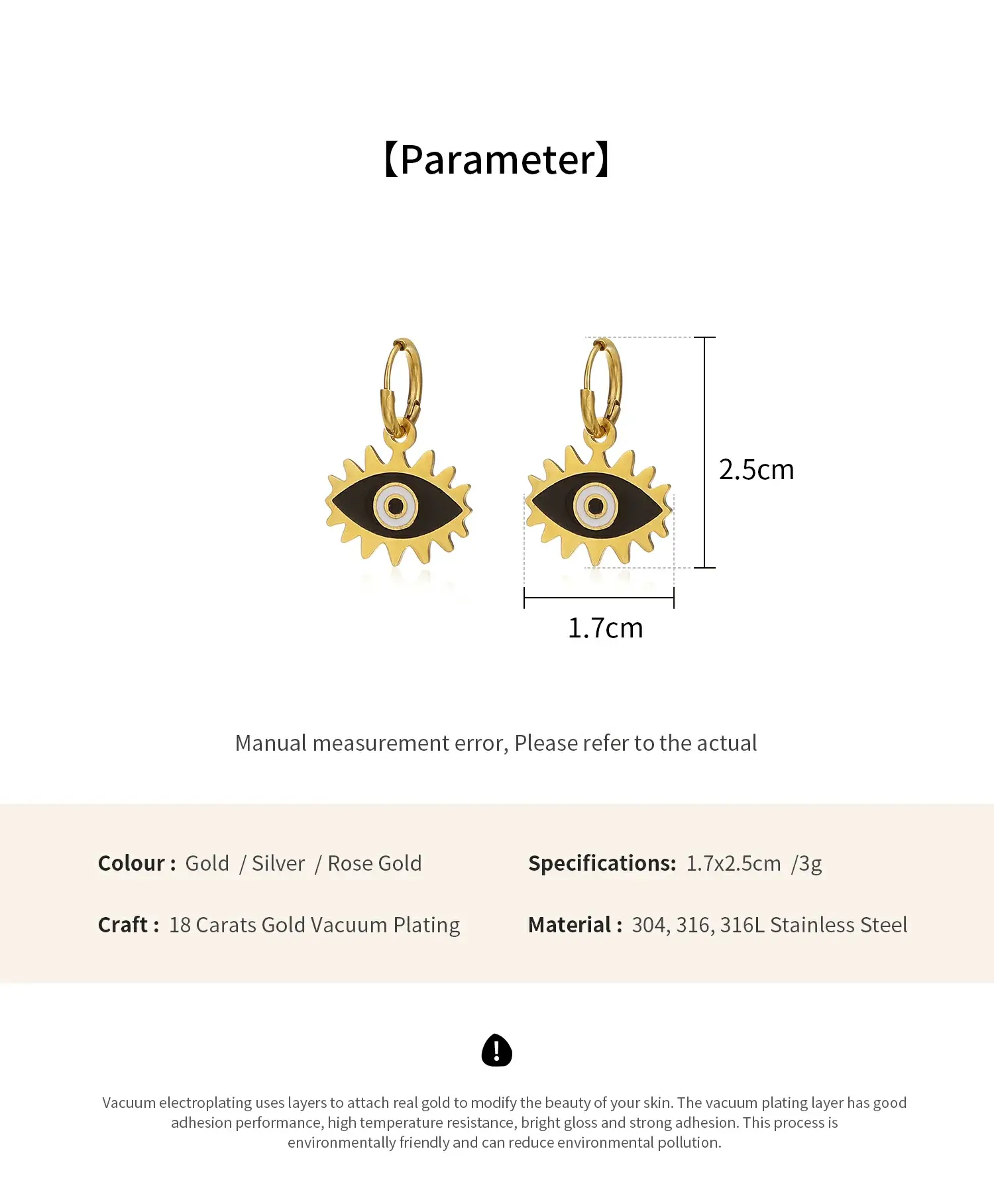 Black Evil Eye Huggie Stainless Steel Earring (6).webp