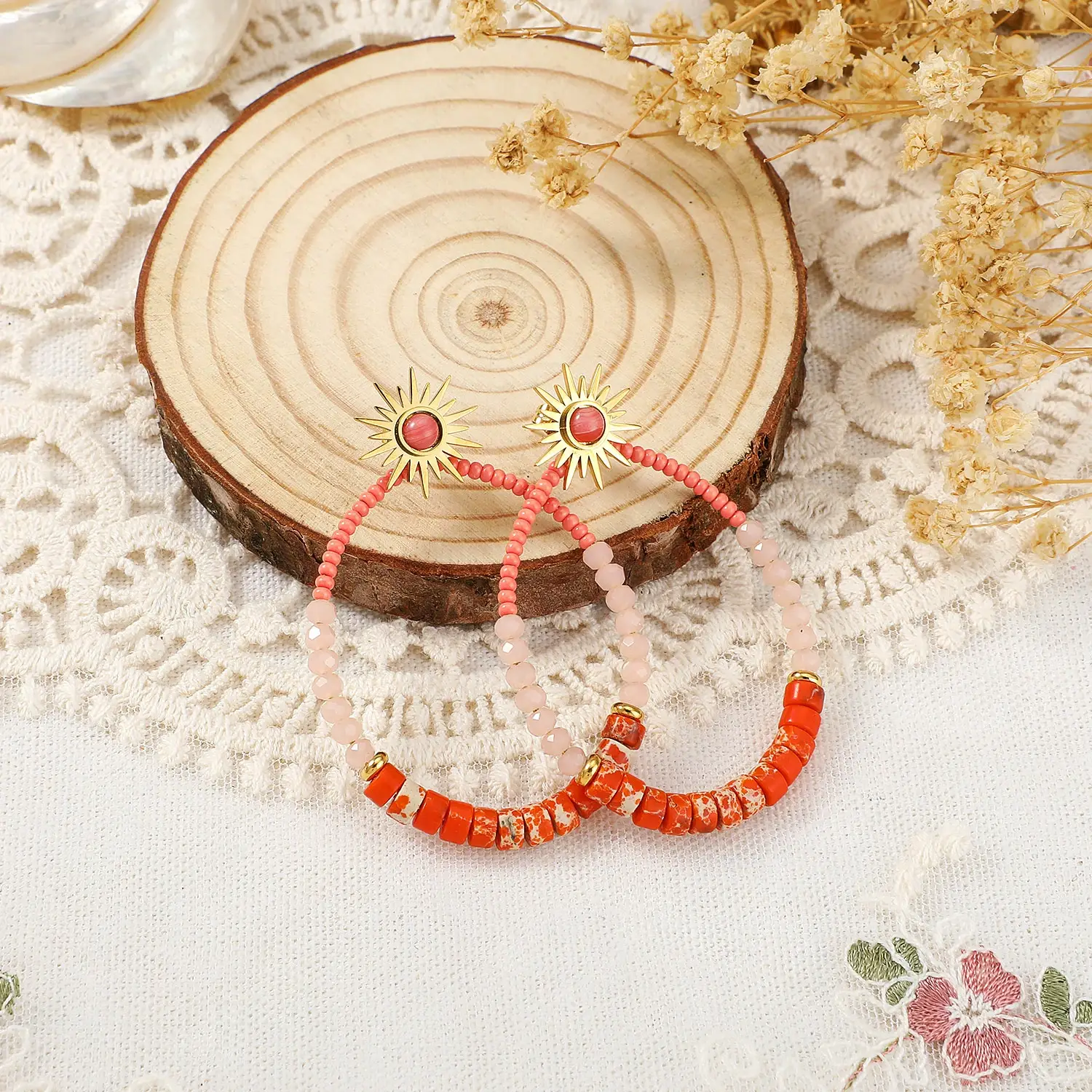Burst Sun With stone beads circle women earring (2).webp