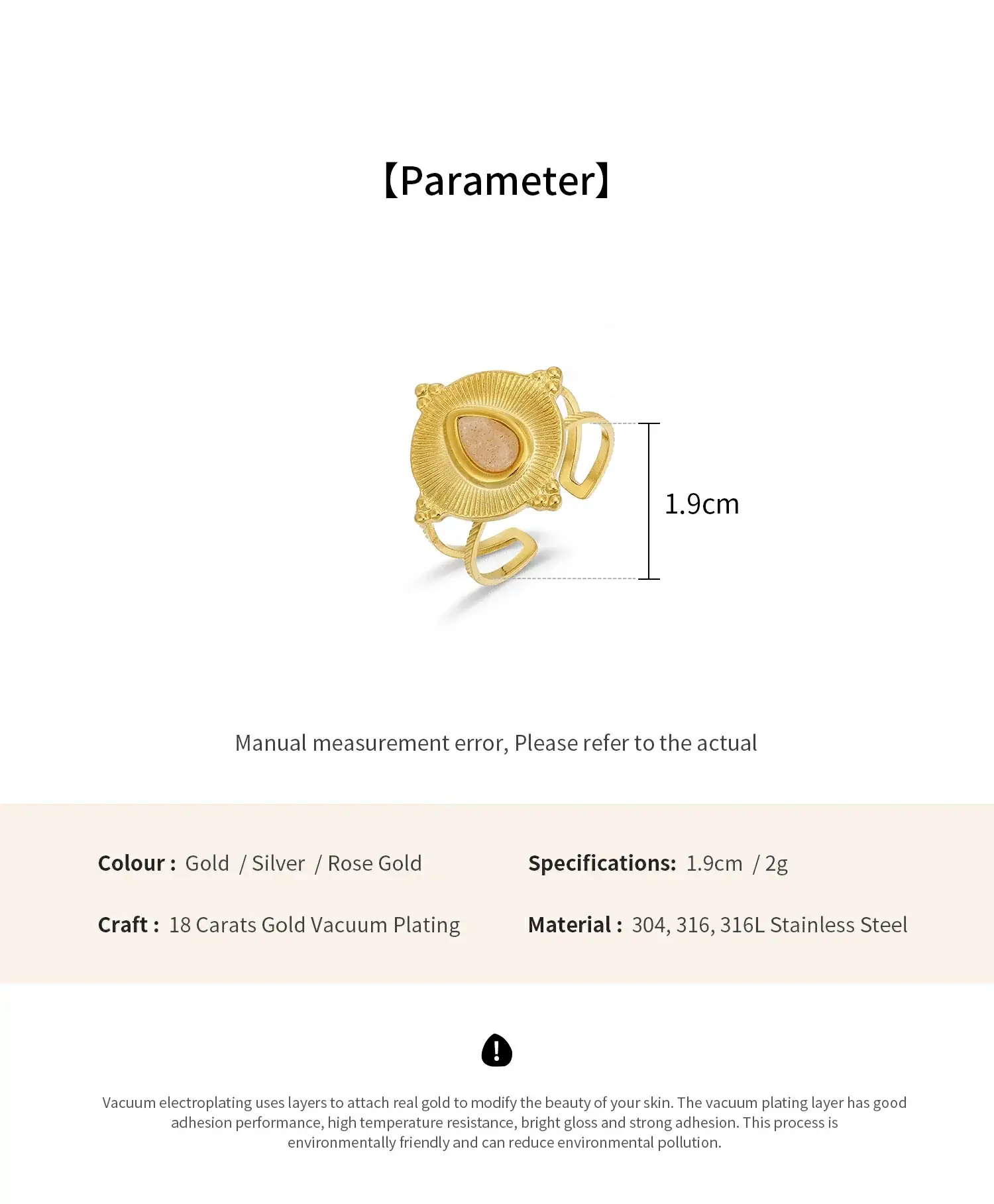 Adjustable Stainless Steel with Gold Plating Pink Quartz Ring (6).webp