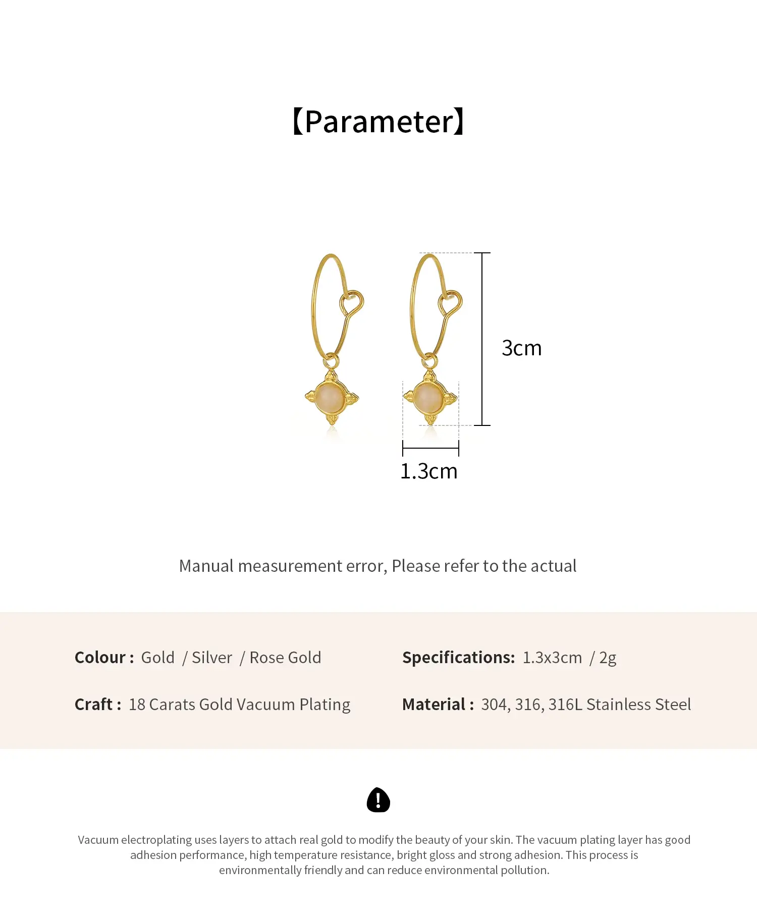 Pink Quartz Stainless Steel Hoop Earring  (6).webp