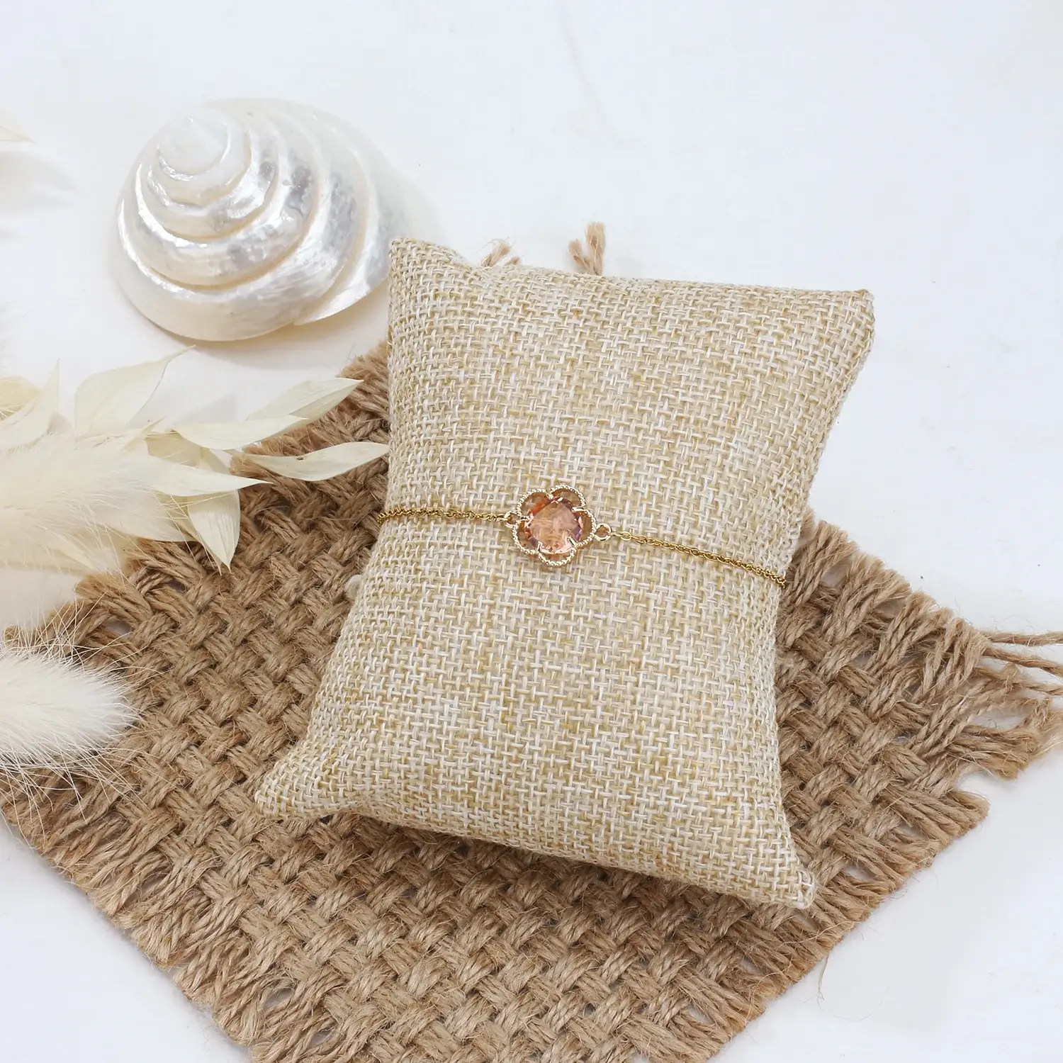 Crystal Beads With Flower Shape Stainless Steel Bracelet (5).webp