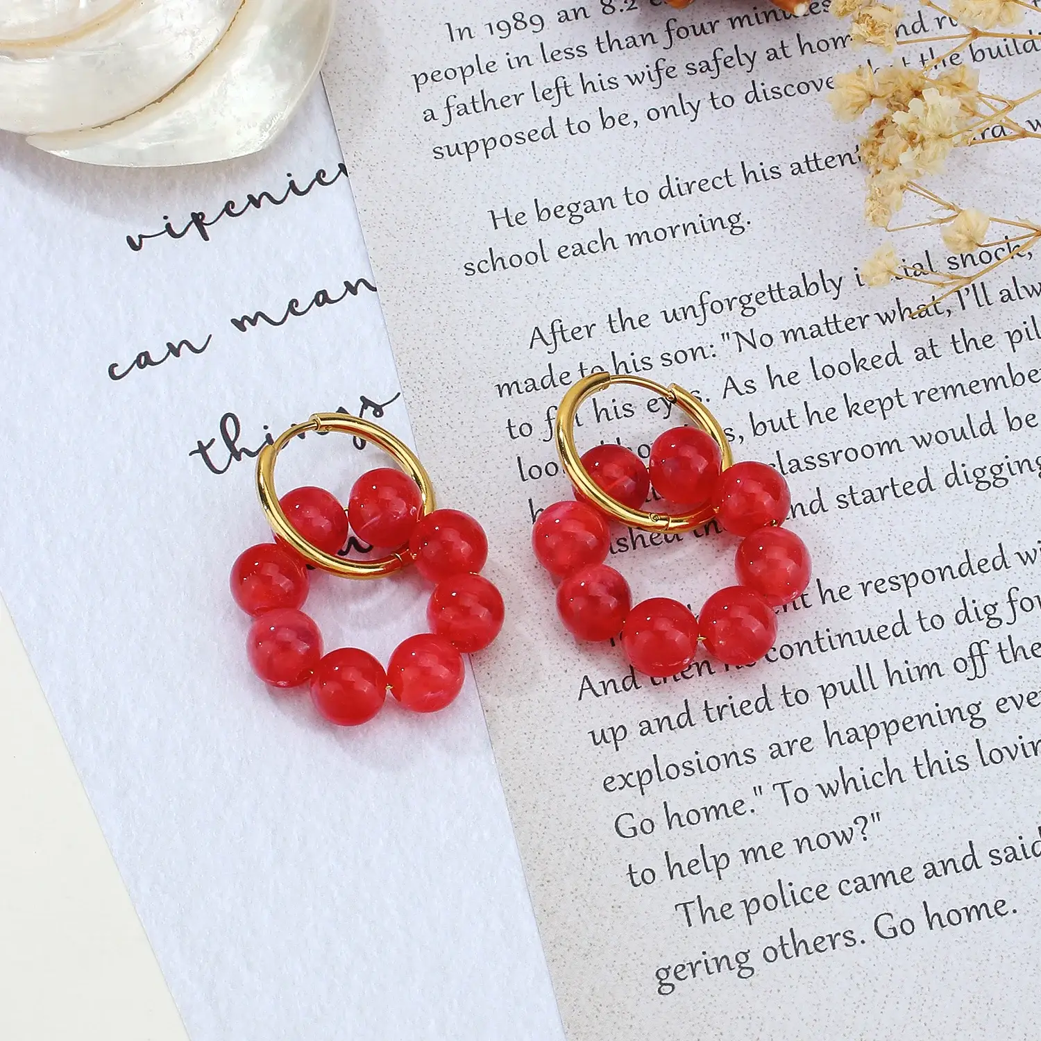 black red round beads circle stainless steel gold hoop earring (4).webp