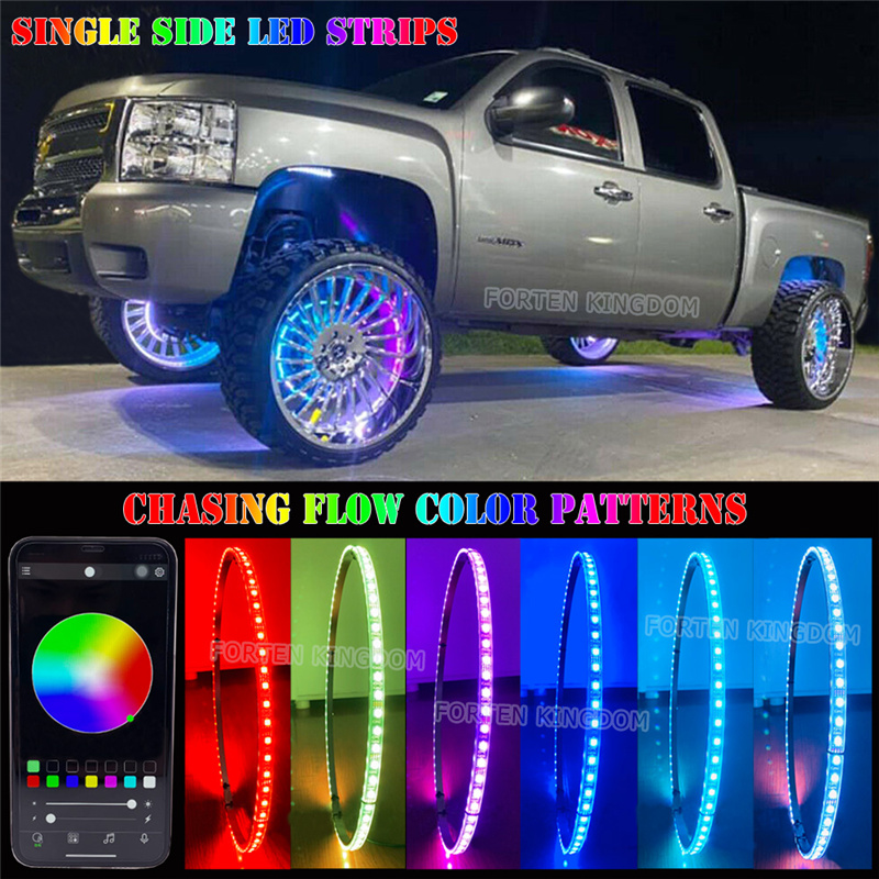 15.5" Single Row Dream Chasing Color LED Wheel Lights APP Control 92 lighting mode w/Turn/Reversing Signal And Braking Function