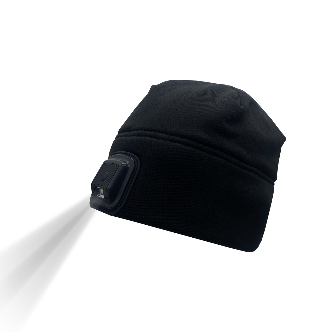 Custom Logo Led lighted Headlamp Torch knitted beanie hat Toque for Winter Fishing Work Camping Hunting Running