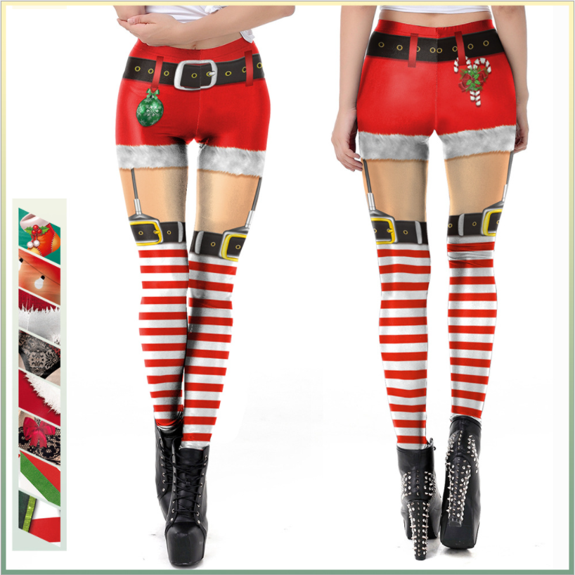 Custom Printing Multi Color Christmas Elestic Sexy Lady Women Legging