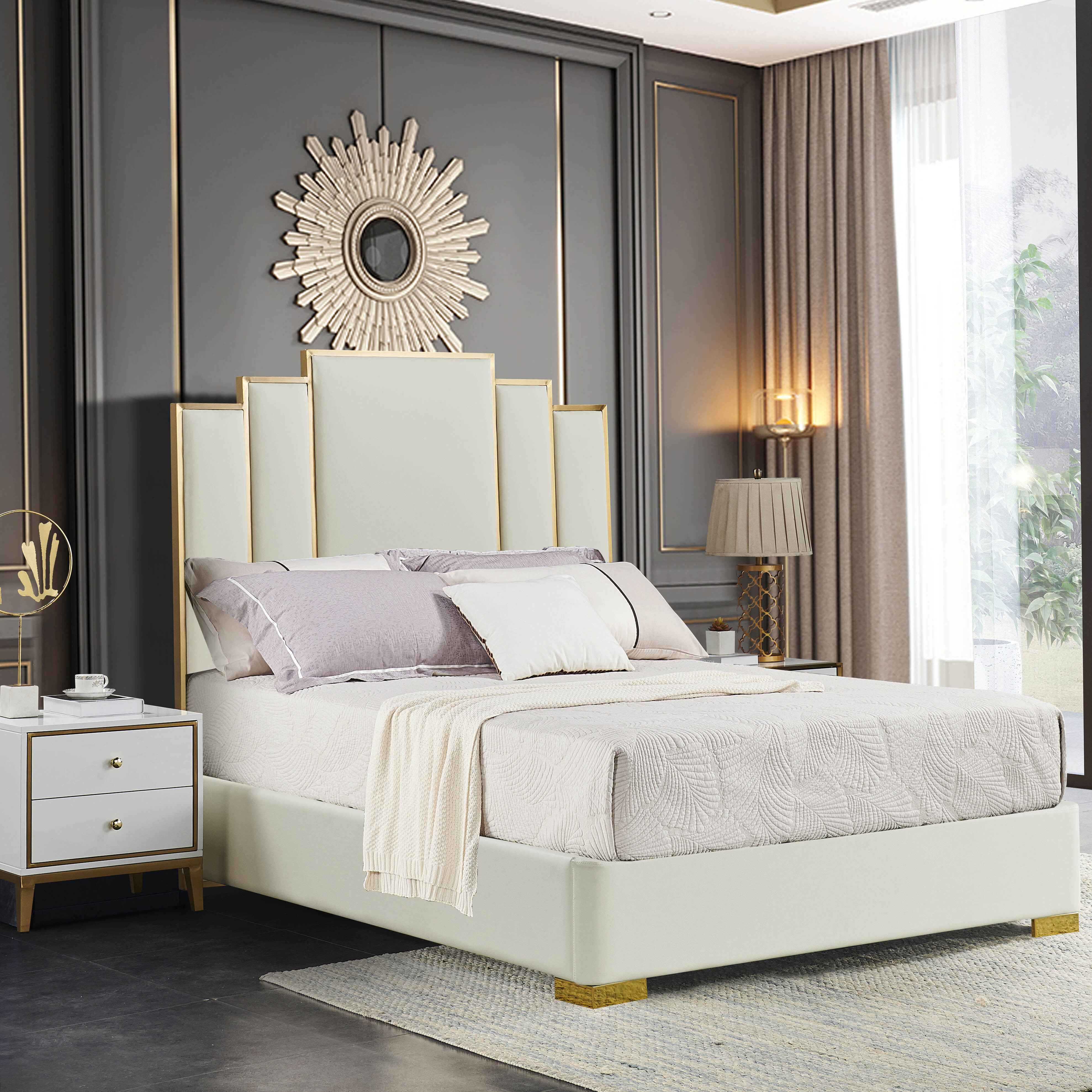 Elegant Velvet Queen Bed | LZ-937