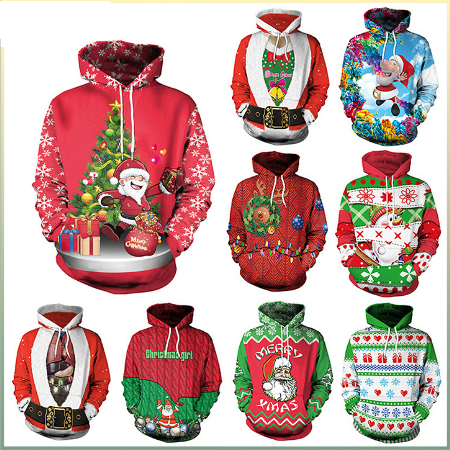 New Arrival Pullover Oversized Custom Womens Men Christmas Jumpers Hoodies
