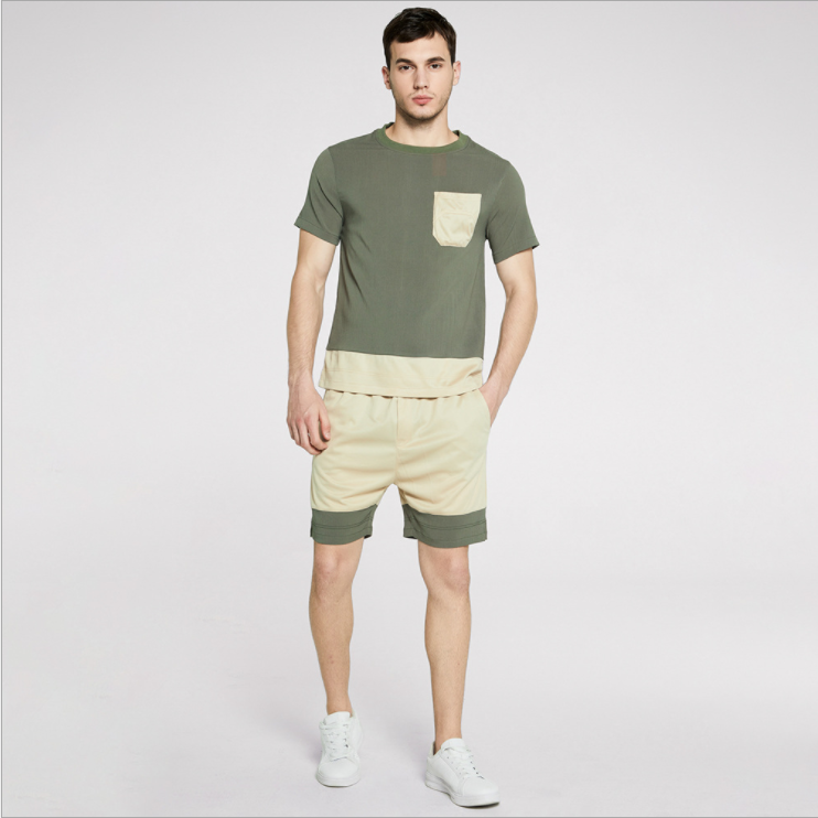 Top Quality Custom Logo Casual Plain Two Piece T Shirt Shorts Sets Men