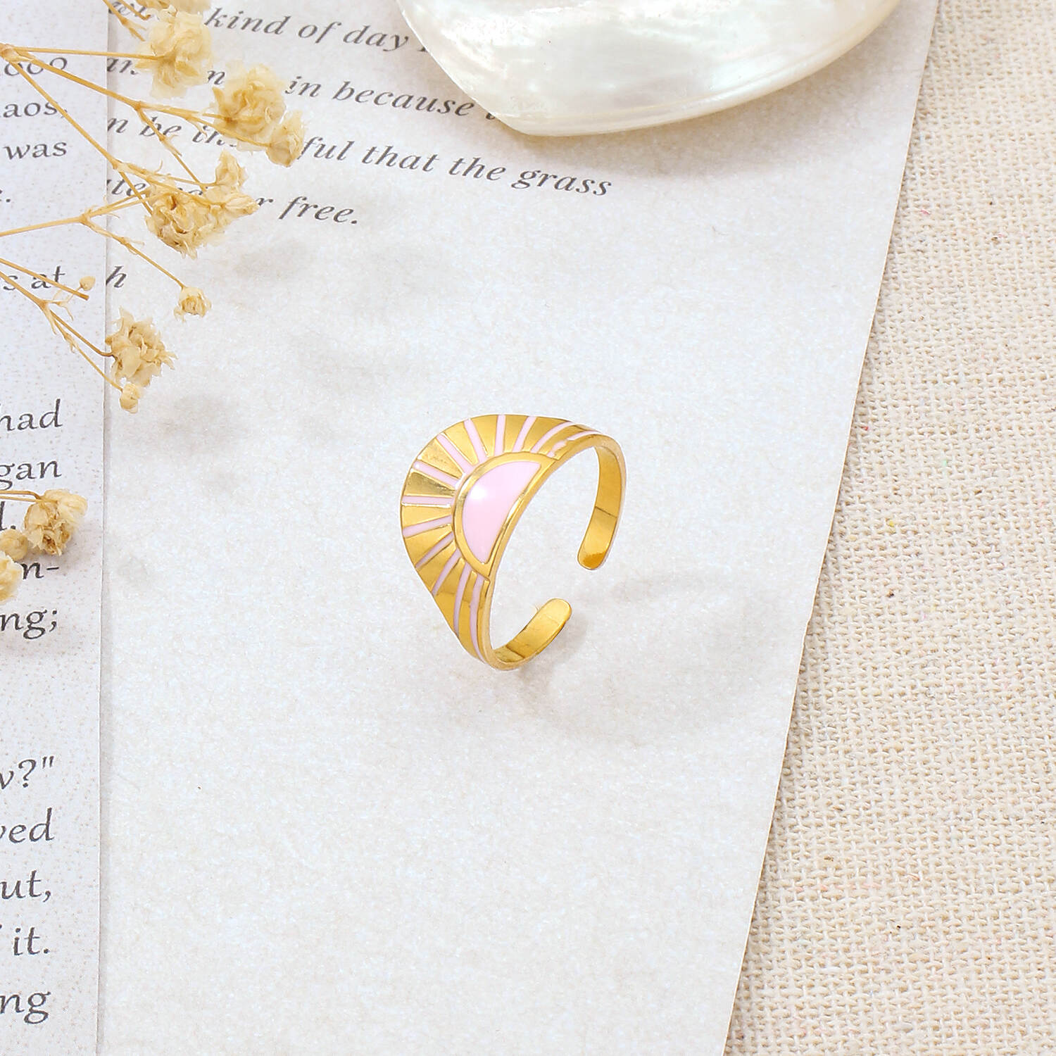 Half Circle With Rainbow Color Adjustable Stainless Steel ring (3).jpg