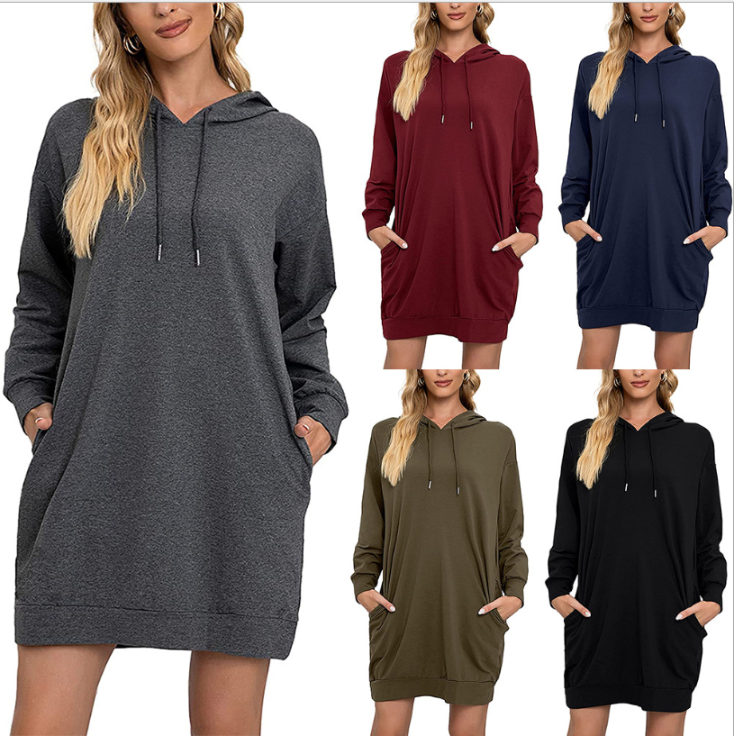 Custom Solid Color Oversized Casual Women Hoodie Dress