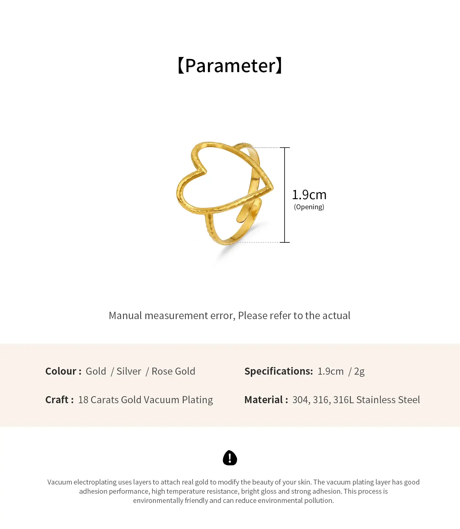 Heart Circle God Blessing Stainless Steel With Gold Plating Adjustable  Ring (7).webp