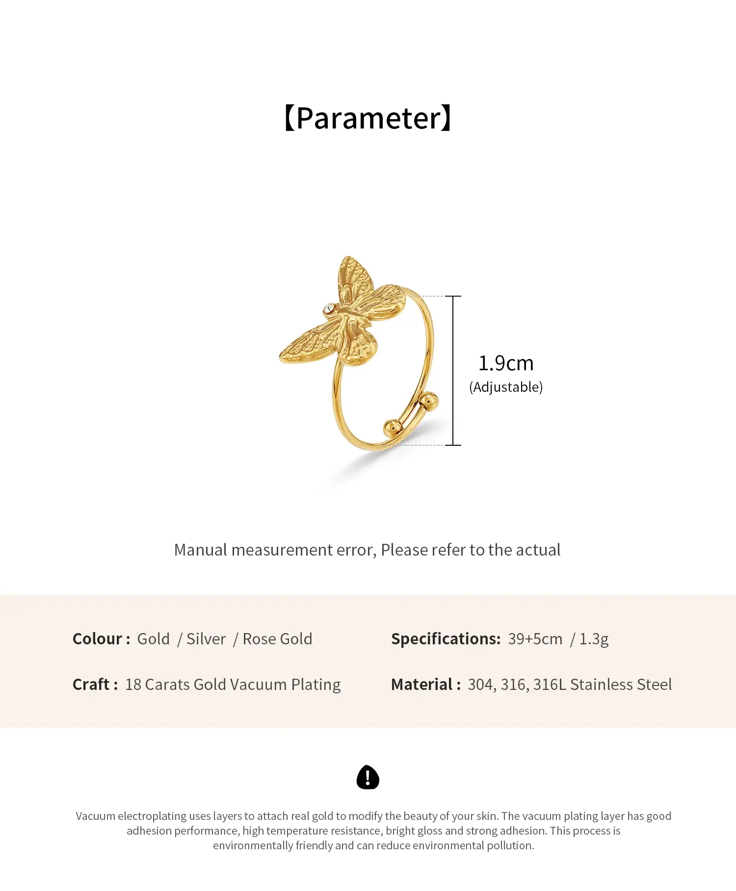 Butterfly With Shiny Zircon Adjustable Stainless Steel With Gold Plating Ring (6).webp
