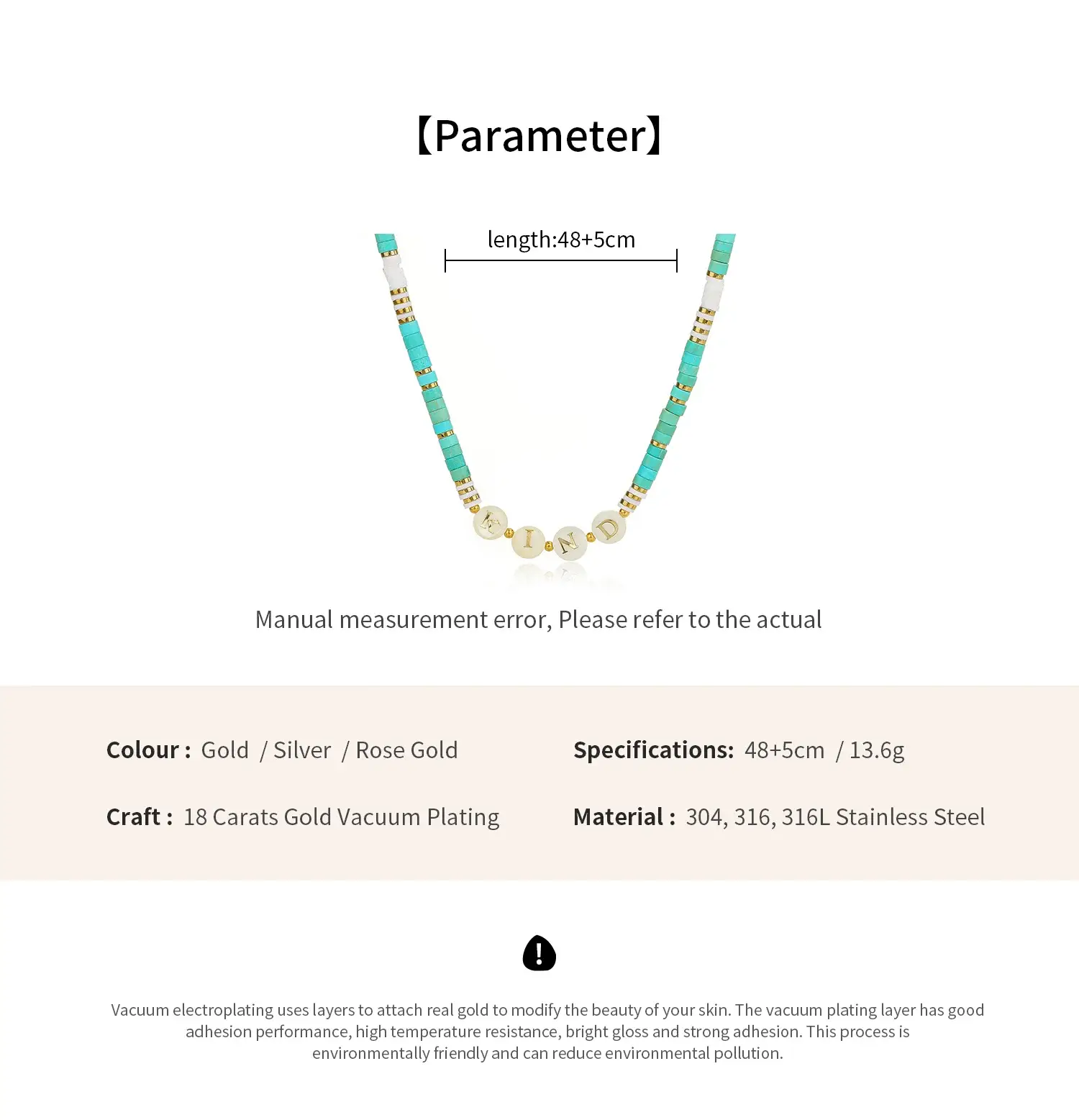 Hand make Stone Beads Mixed With White Shell Letters Kind Stainless Steel Necklace (6).webp
