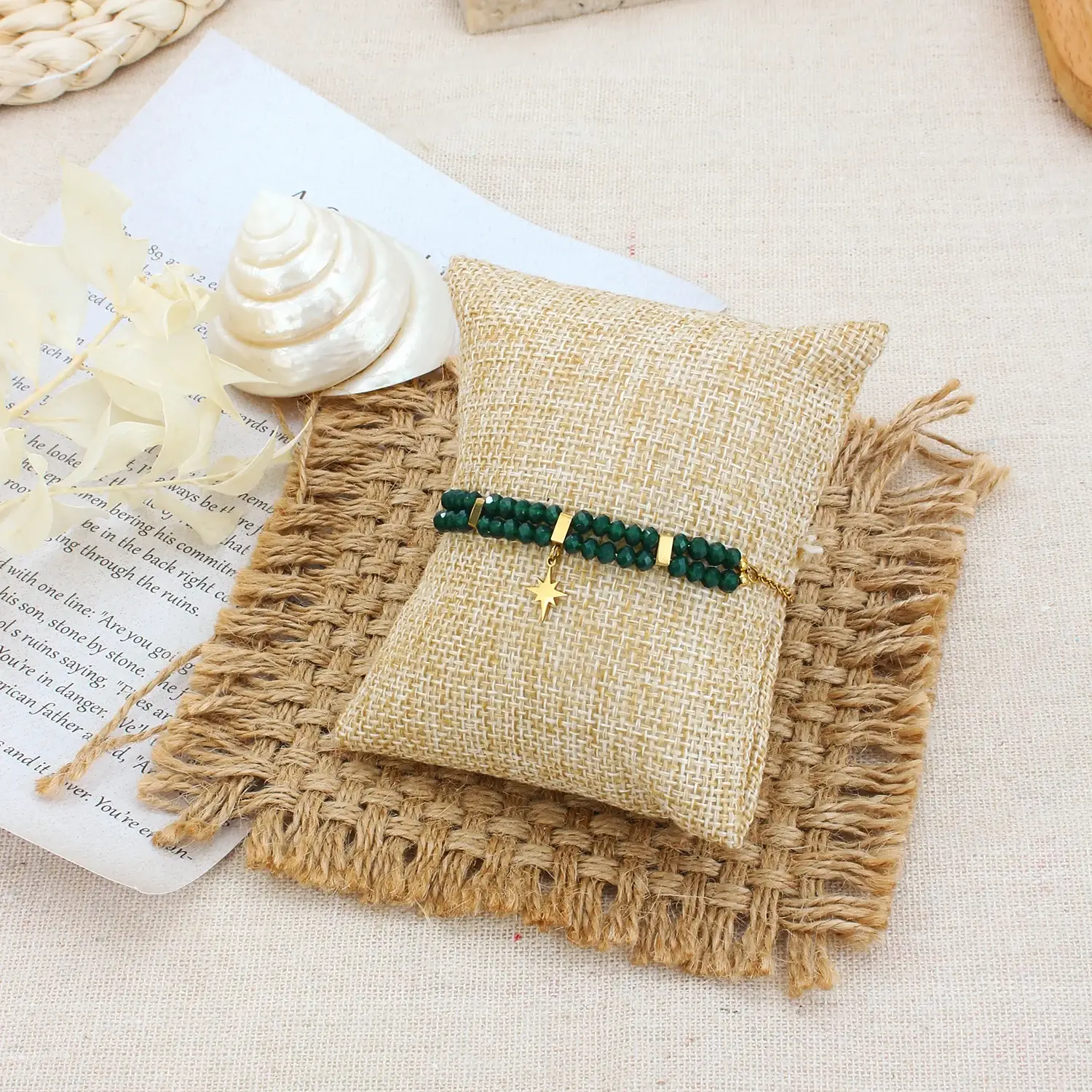 2 Rows Crystal Beads Stainless Steel with Real Gold Plating Bracelet (4).webp