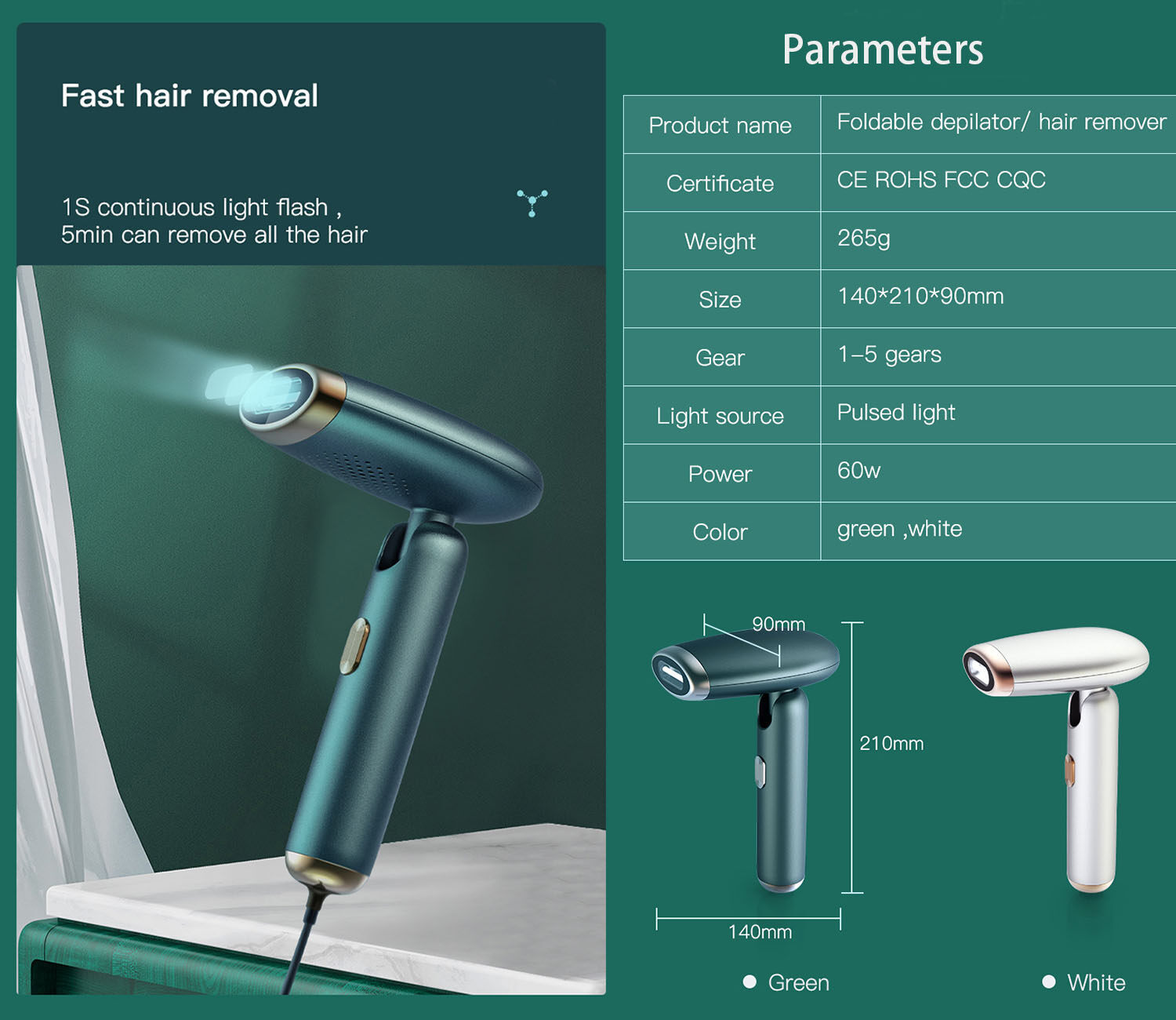 IPL Hair Removal Epilator Parameters