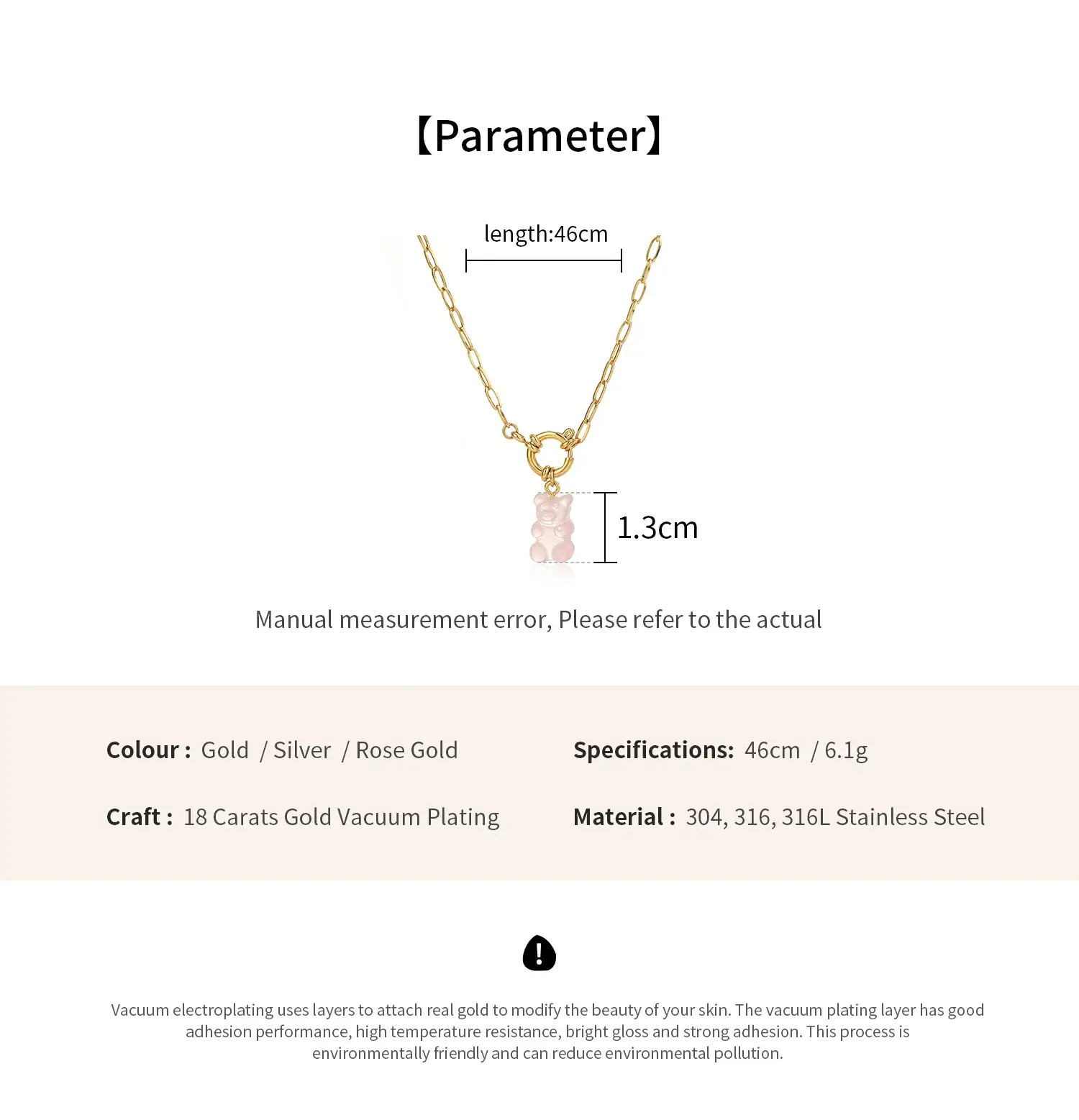 Cream Bear Pendant Mix Chain Stainless Steel Necklace  (6).webp