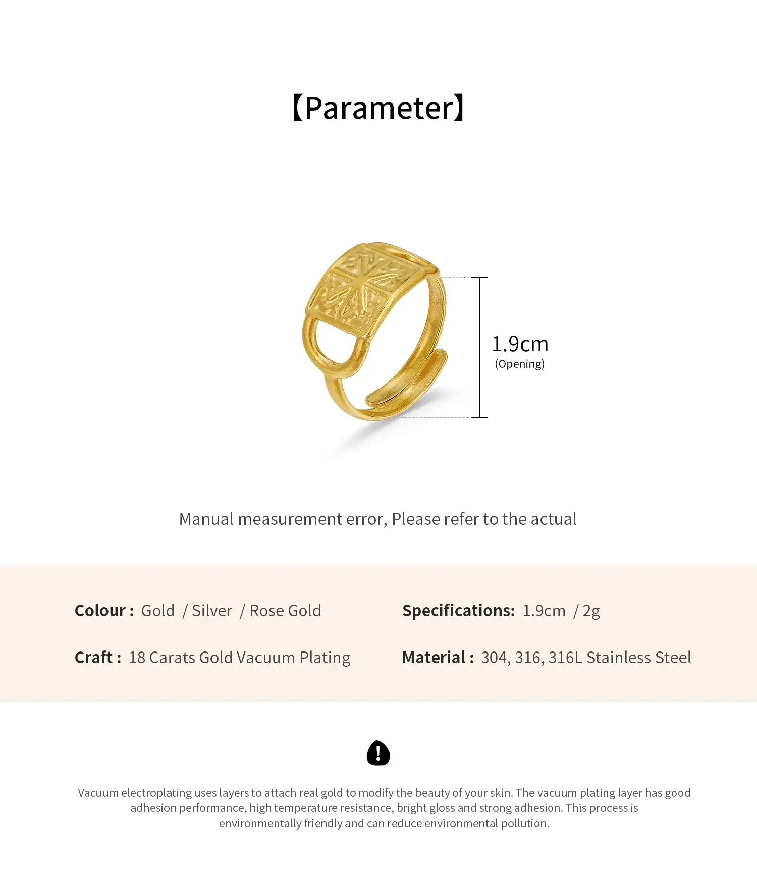 Wholesale Jewelry Geometric  Shape Woth Hammered Finish Open Size Stainless Steel Ring  (5)(1).webp