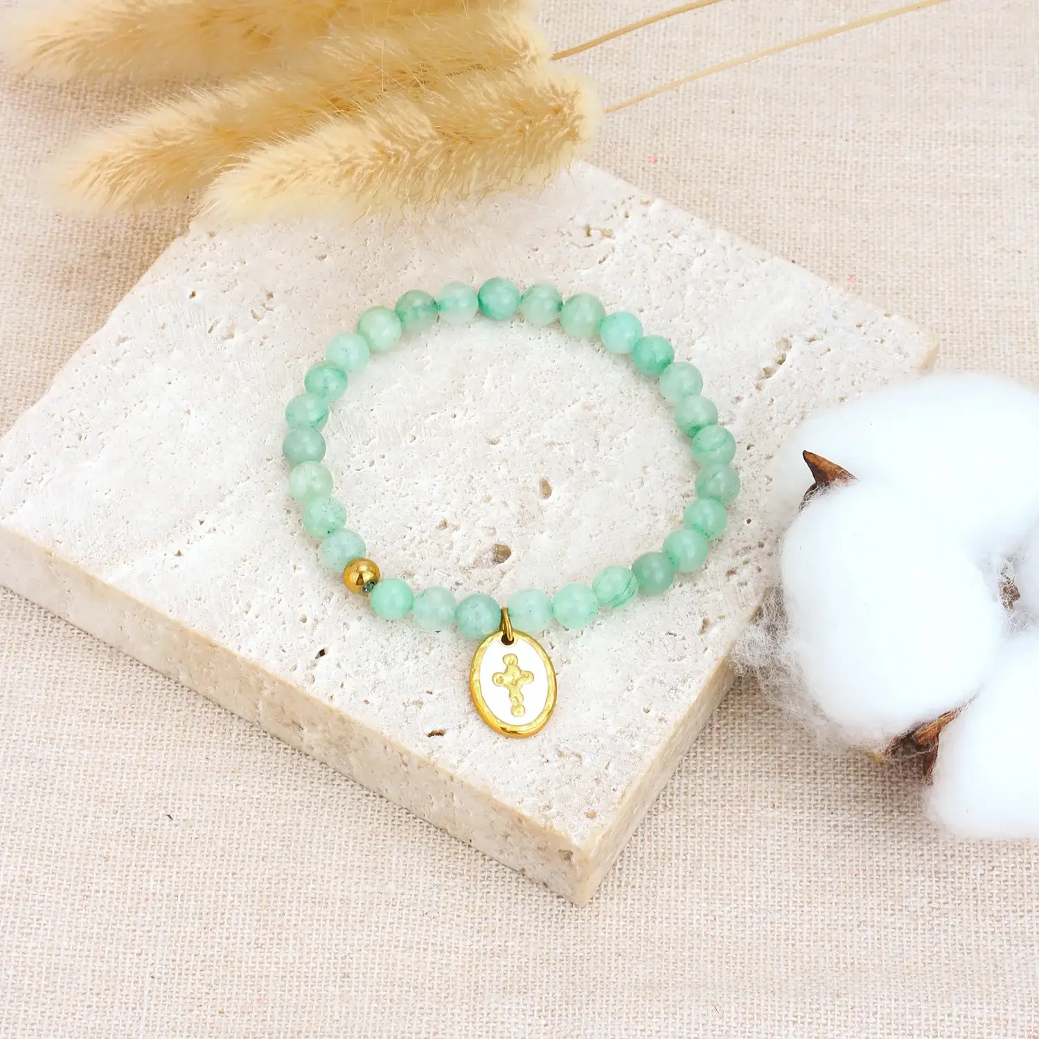 Instagram Girl Wind Peach Hand Beaded Pearl Bracelet Powder Crystal Topaz Aquamarine bracelet  尺寸 (4).webp