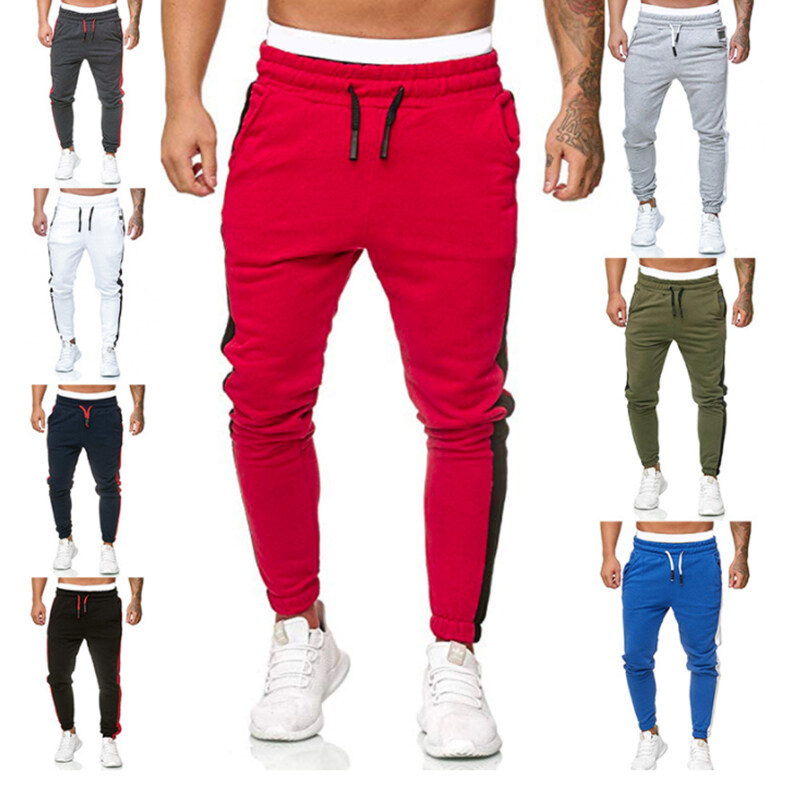 Hot Selling Solid Color Mens Elastic Stacked Joggers Sweatpants Sports Pants