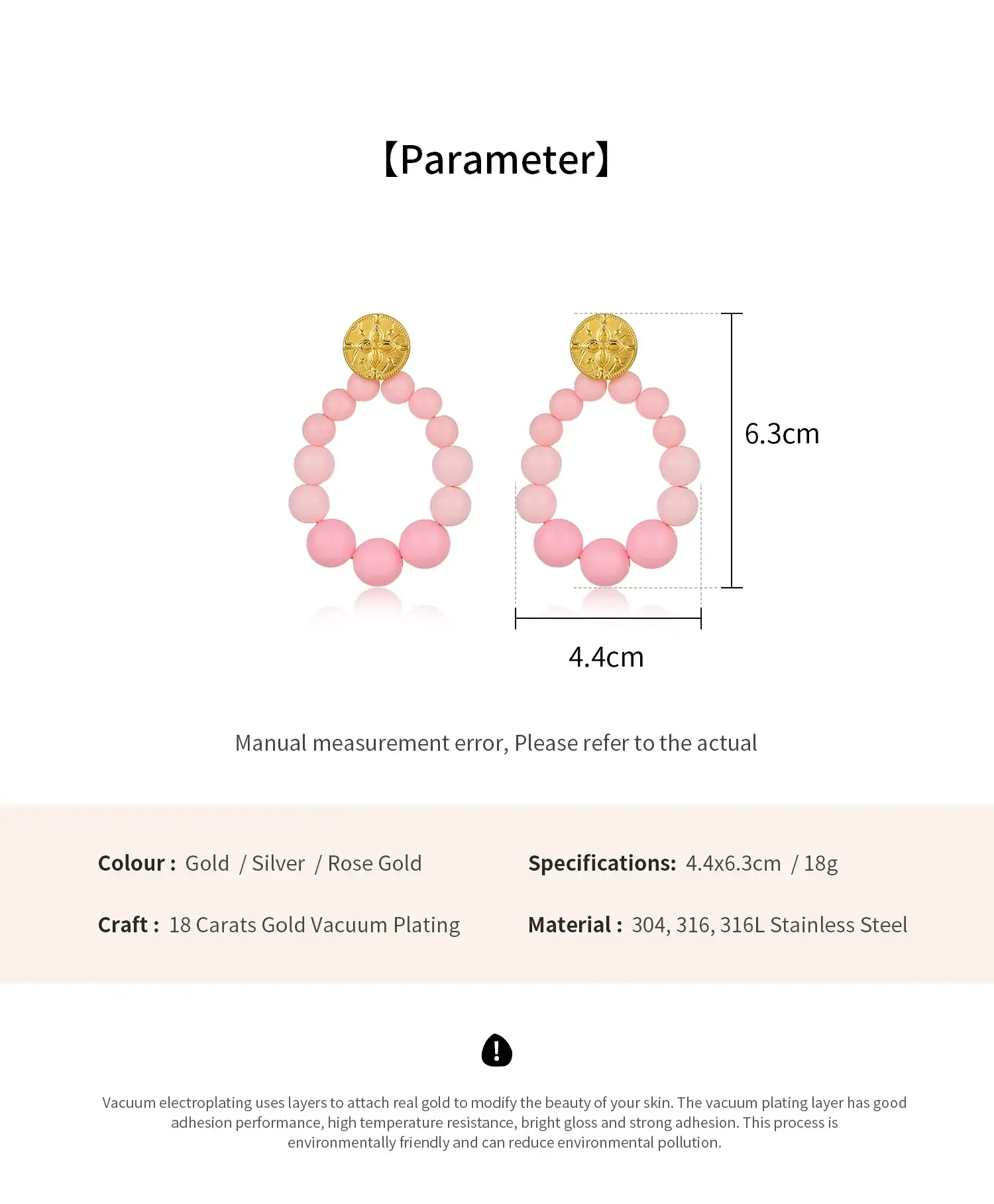 Korean Style Stainless Steel Material Lovely Colourful Stone Cute Hot In 2021 earring尺寸 (1).webp