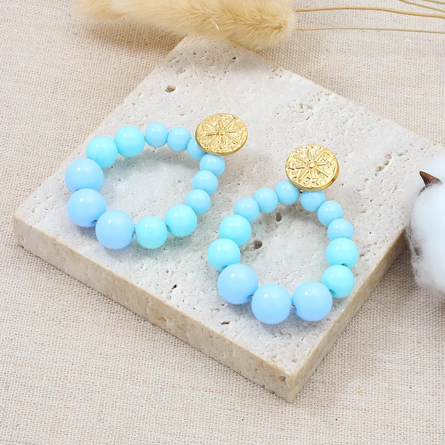 Korean Style Stainless Steel Material Lovely Colourful Stone Cute Hot In 2021 earring尺寸 (6).webp