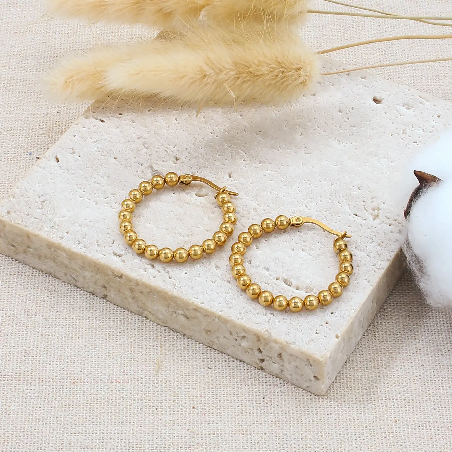 European Style Stainless Steel Material Gorgeous Designed Metal Beads Elegant Earring尺寸 (8).webp