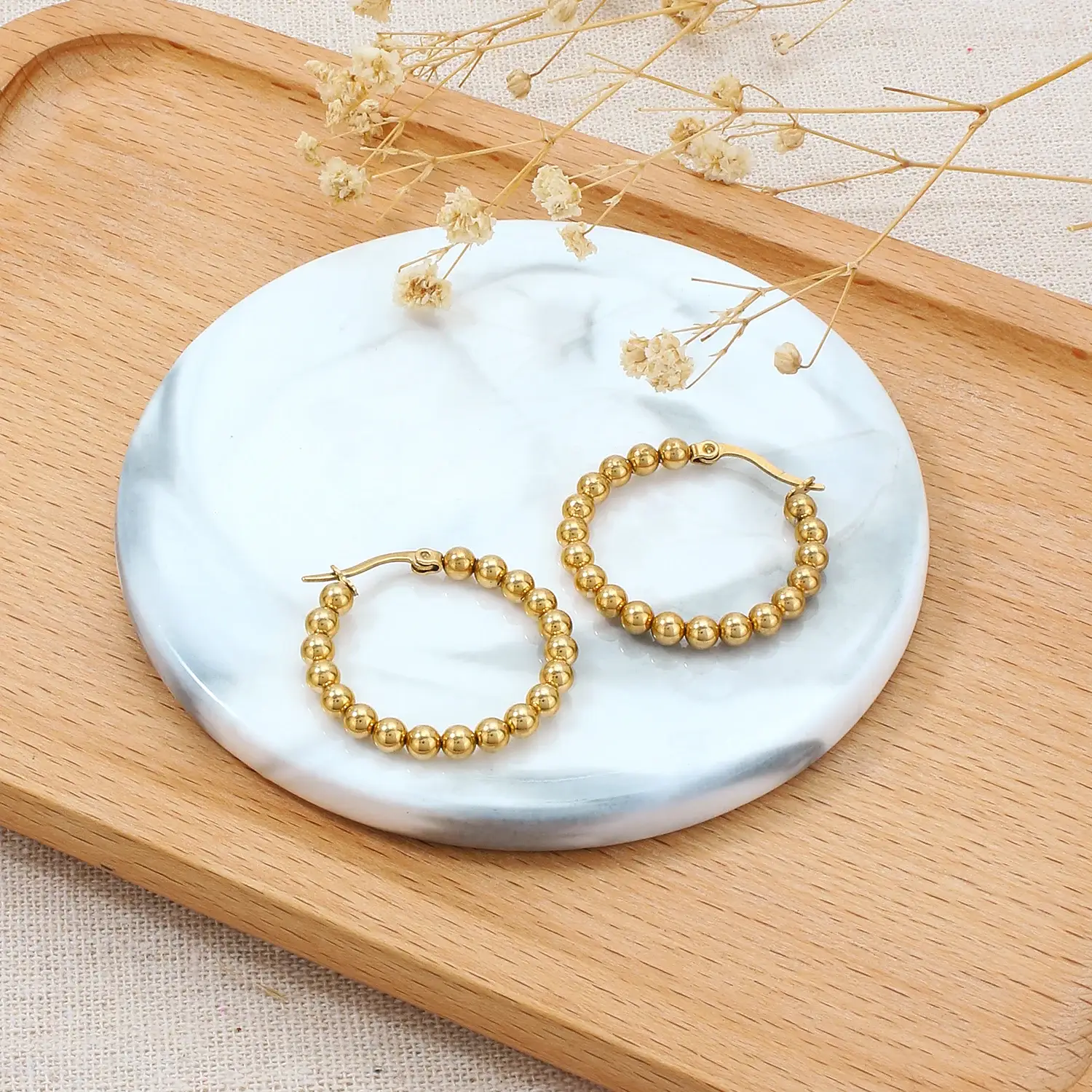European Style Stainless Steel Material Gorgeous Designed Metal Beads Elegant Earring尺寸 (10).webp