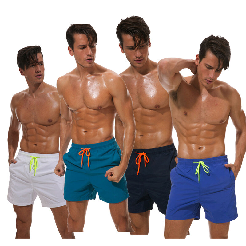 Men Fashion Drawstring Custom Solid Casual Beach Swiming Shorts